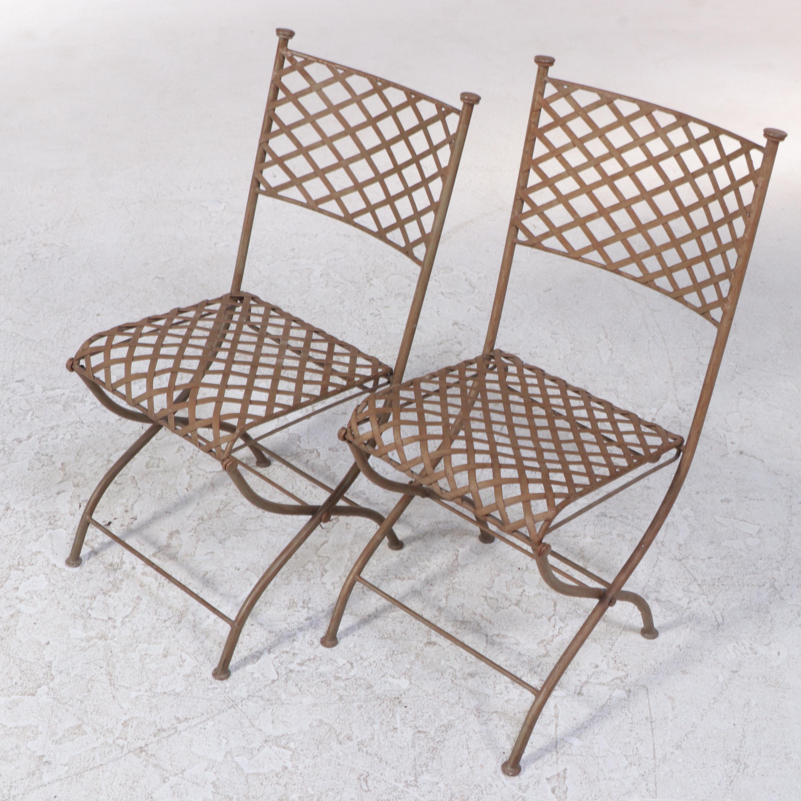 Metal Mesh Folding Patio Table and Two Chairs