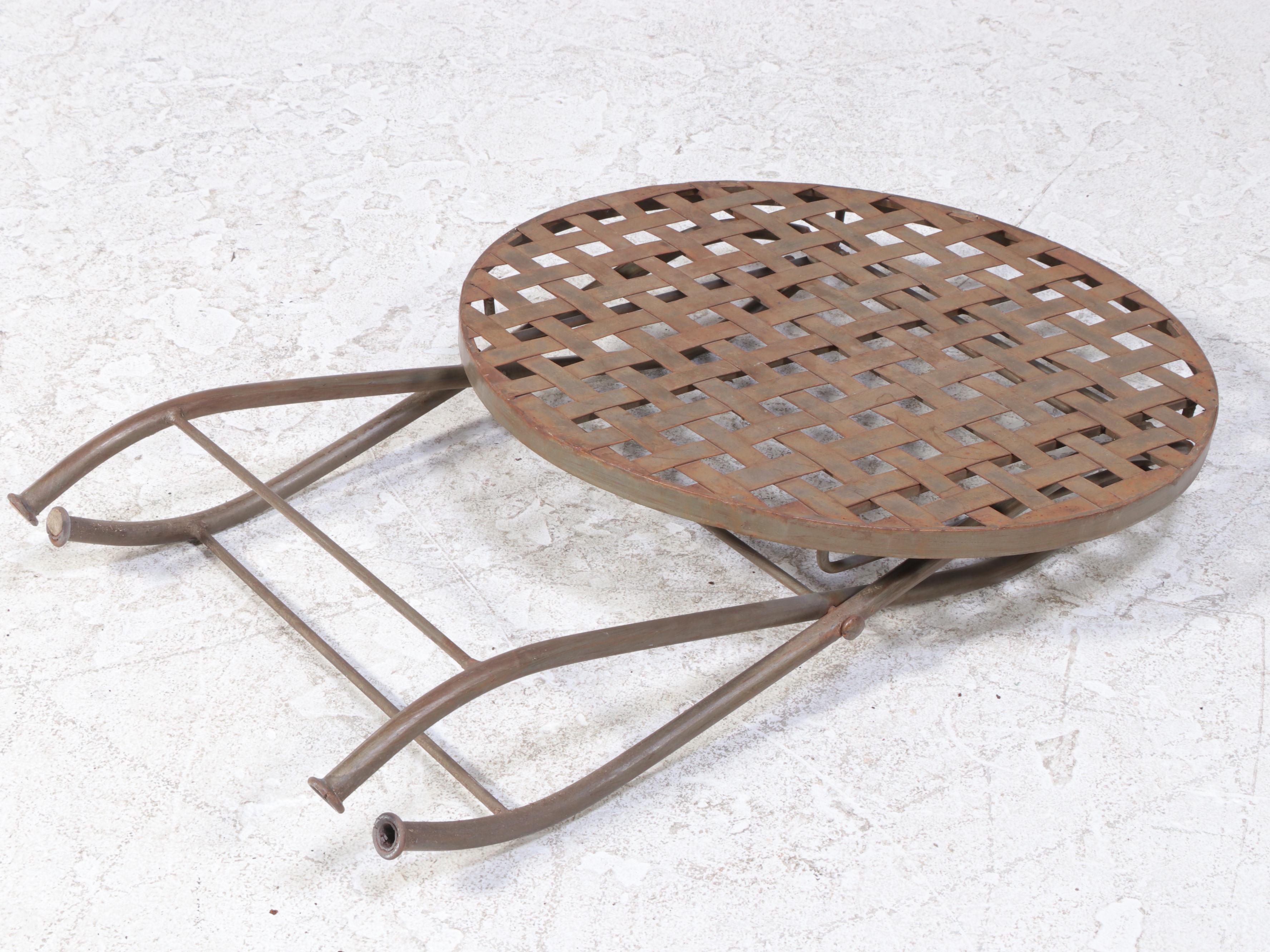 Metal Mesh Folding Patio Table and Two Chairs