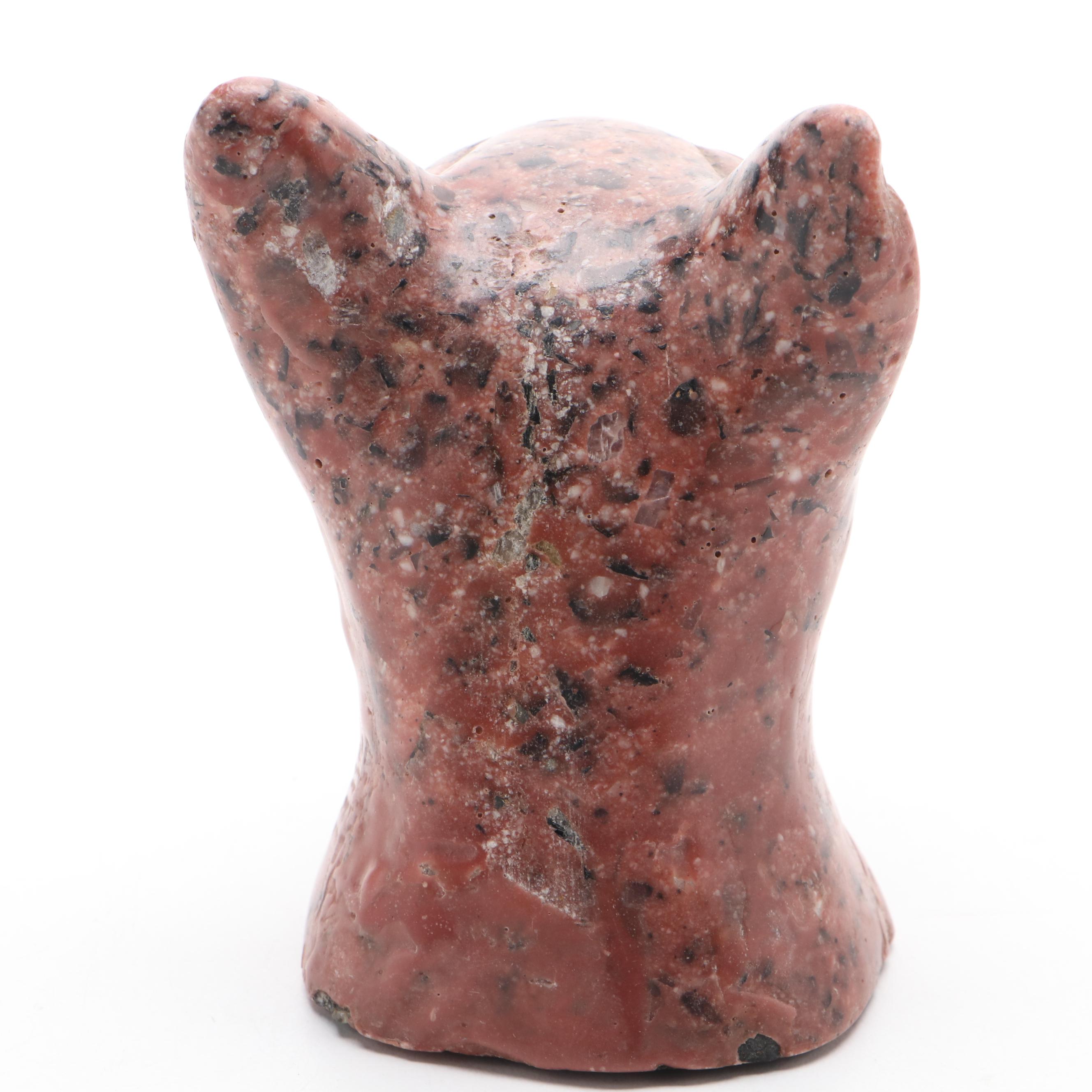 Carved Stone Composite Cat Bust