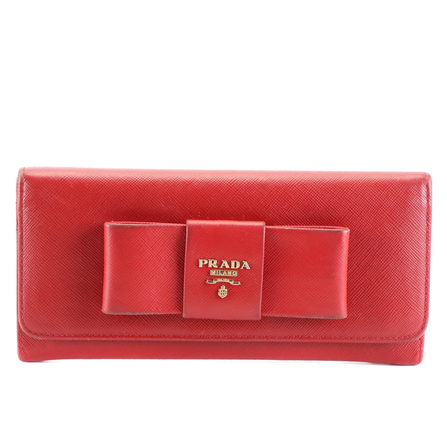Prada Bow Wallet in Saffiano Leather