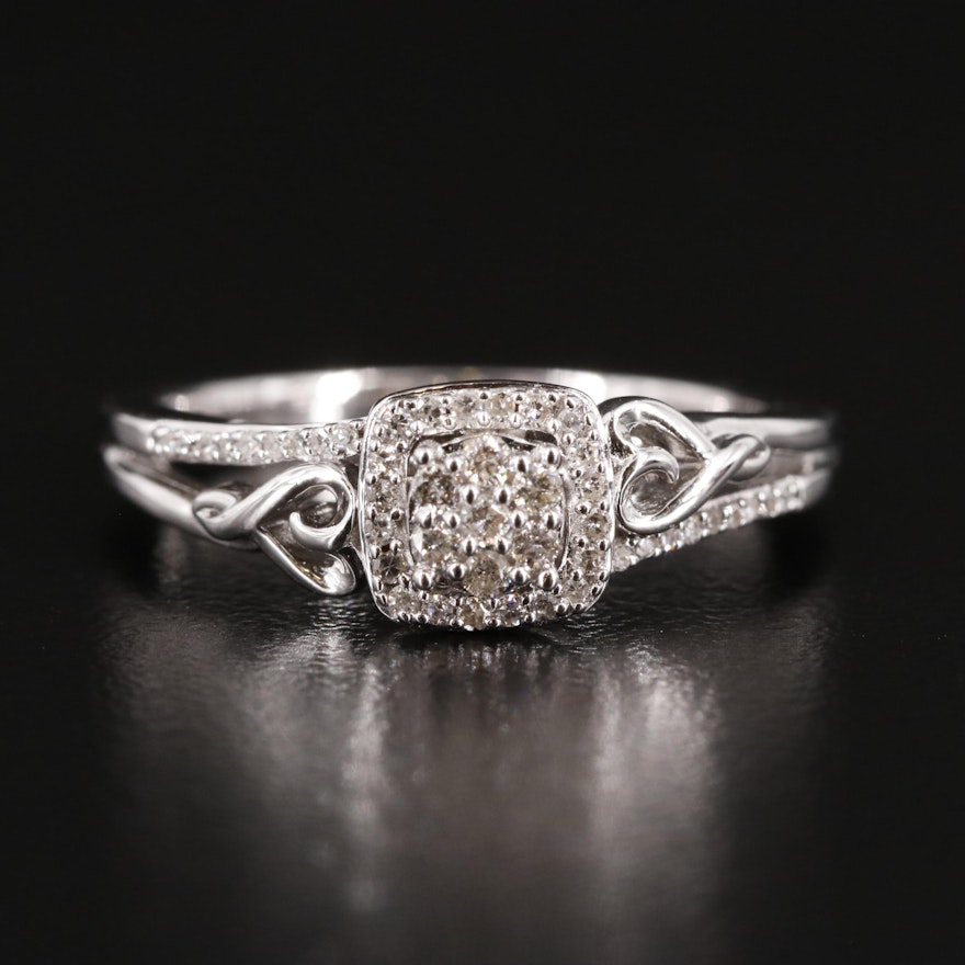 Sterling Diamond Cluster Ring