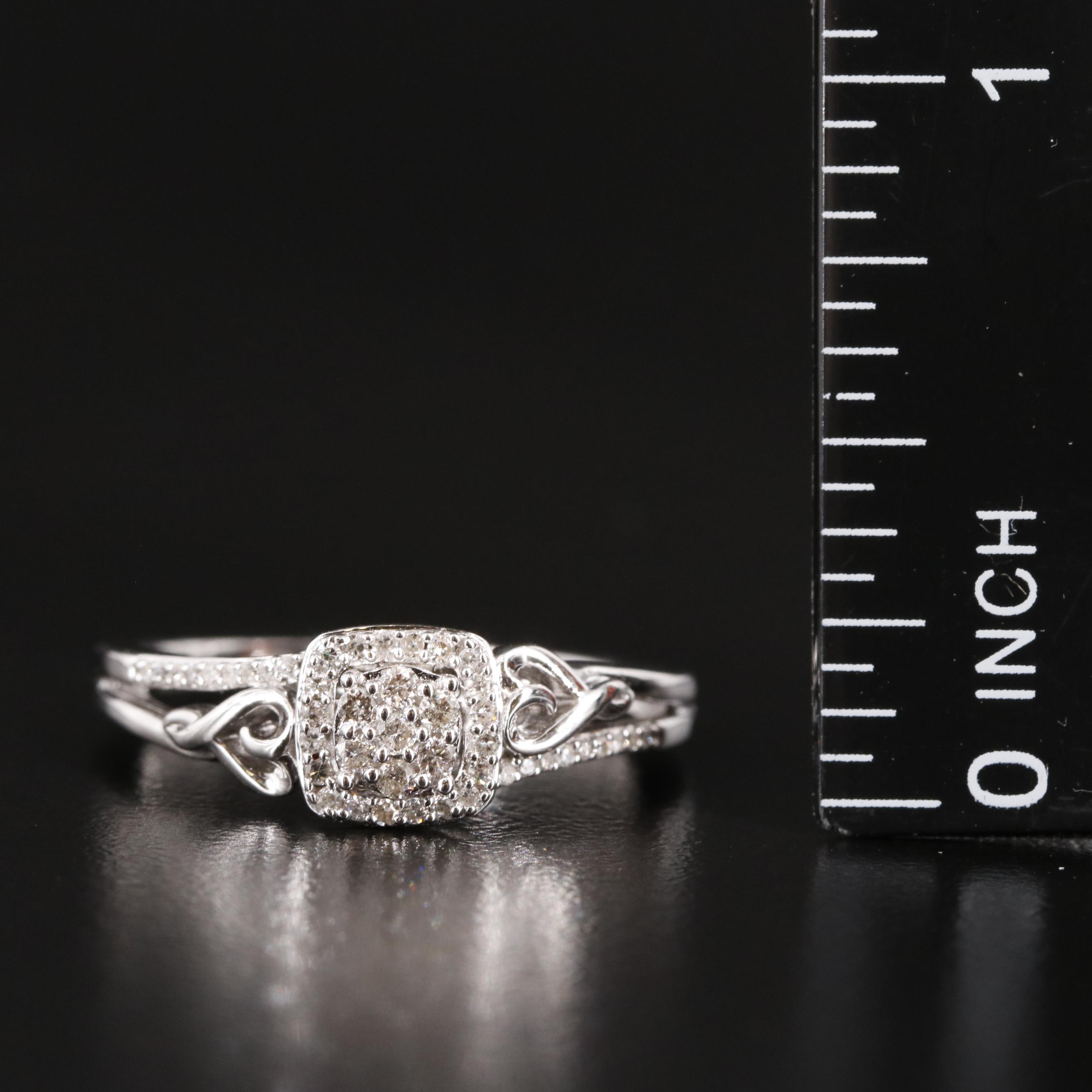 Sterling Diamond Cluster Ring
