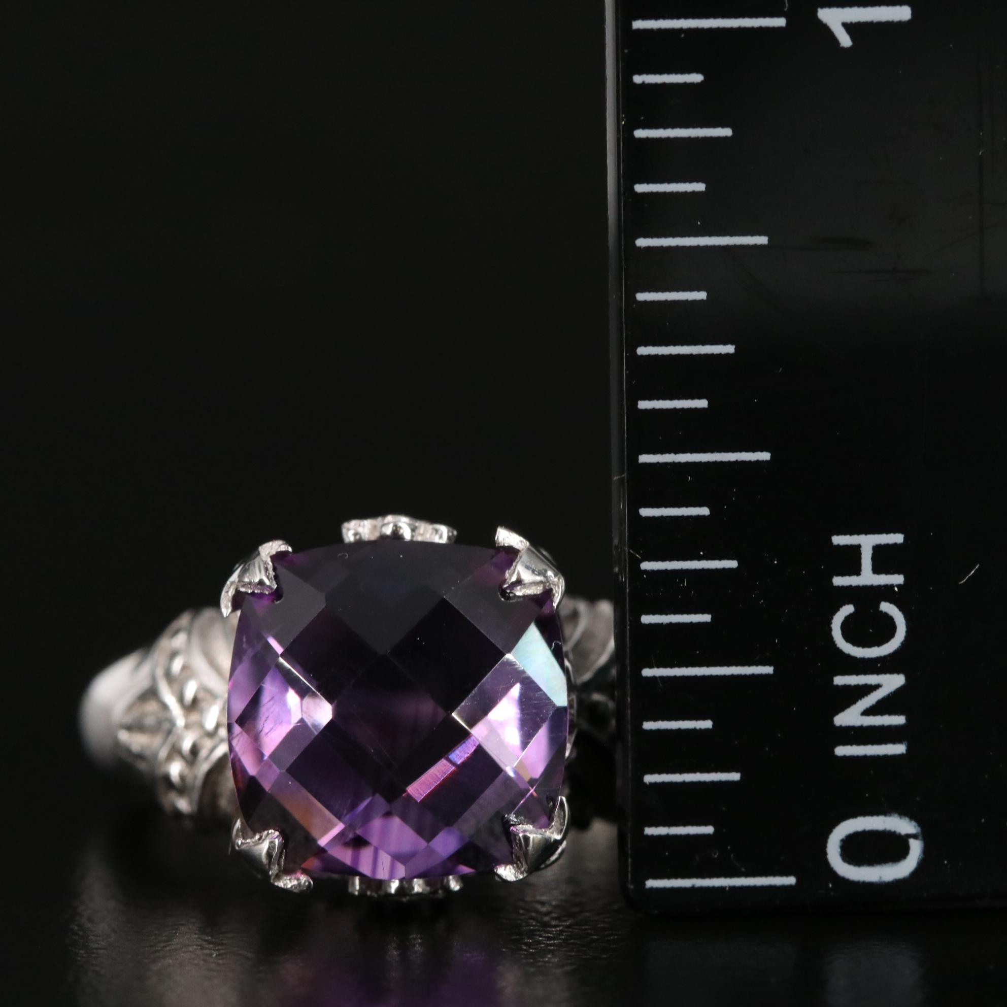 Sterling Amethyst Solitaire Ring