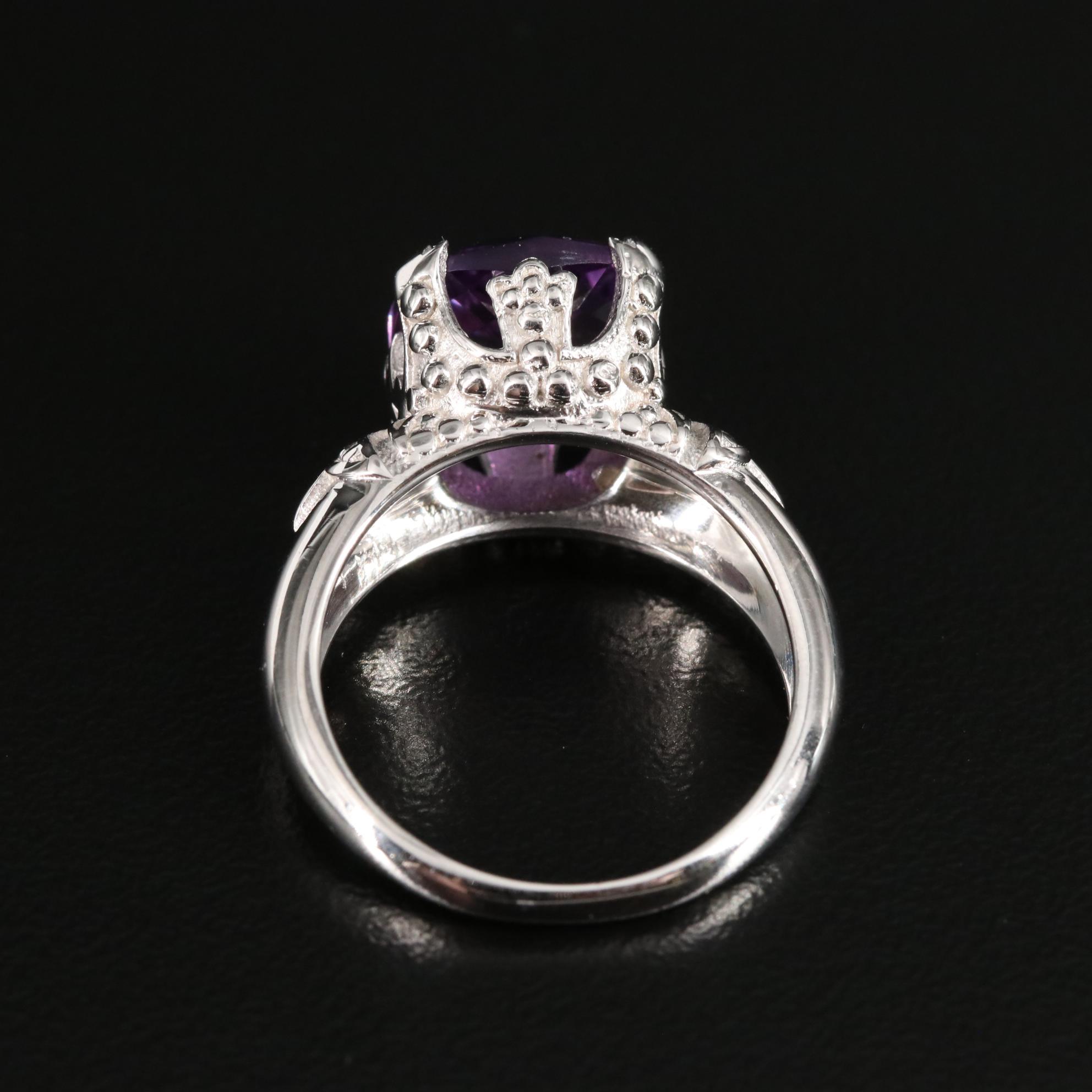 Sterling Amethyst Solitaire Ring