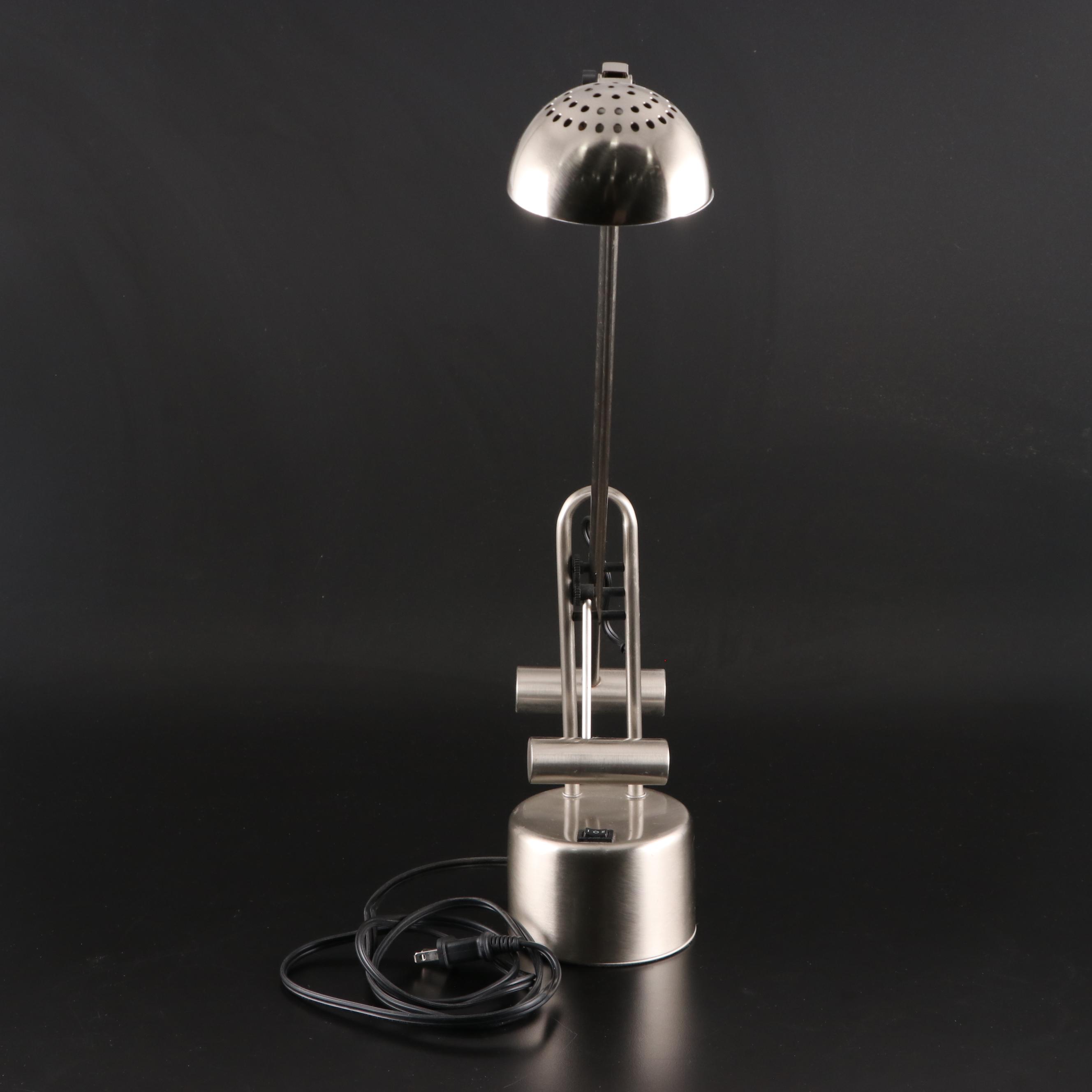 Pair of Brushed Nickel Cantilever Desk Lamps