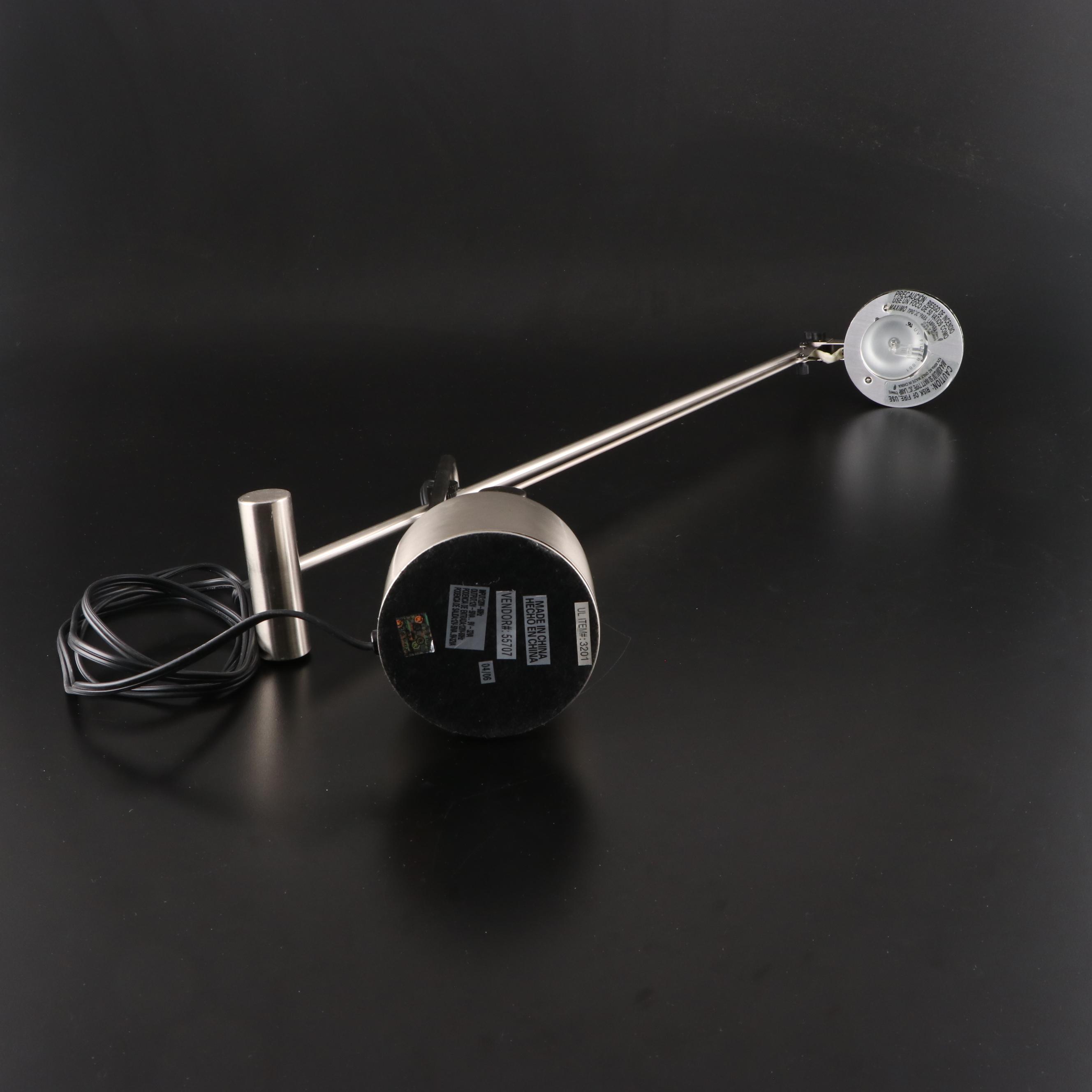 Pair of Brushed Nickel Cantilever Desk Lamps