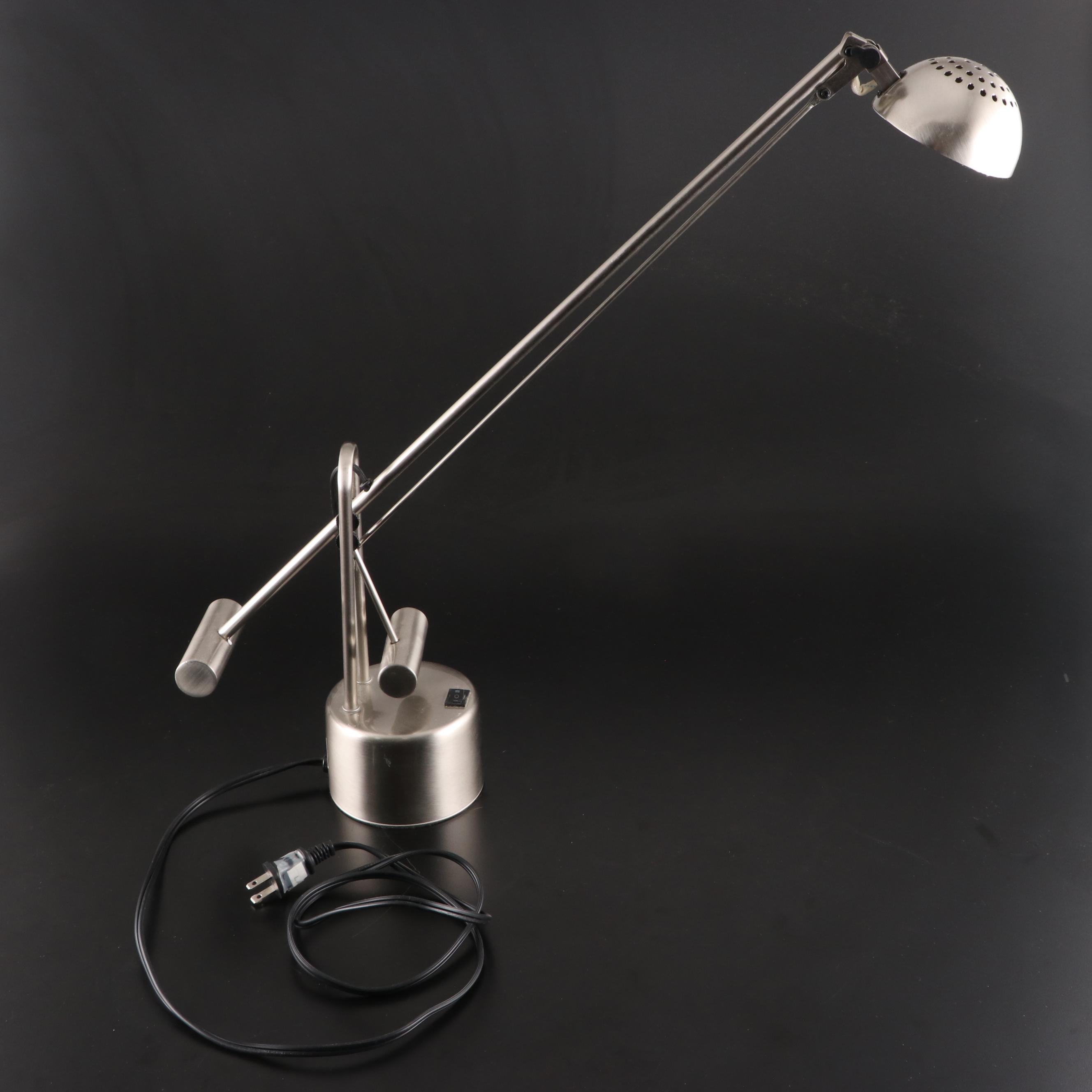 Pair of Brushed Nickel Cantilever Desk Lamps