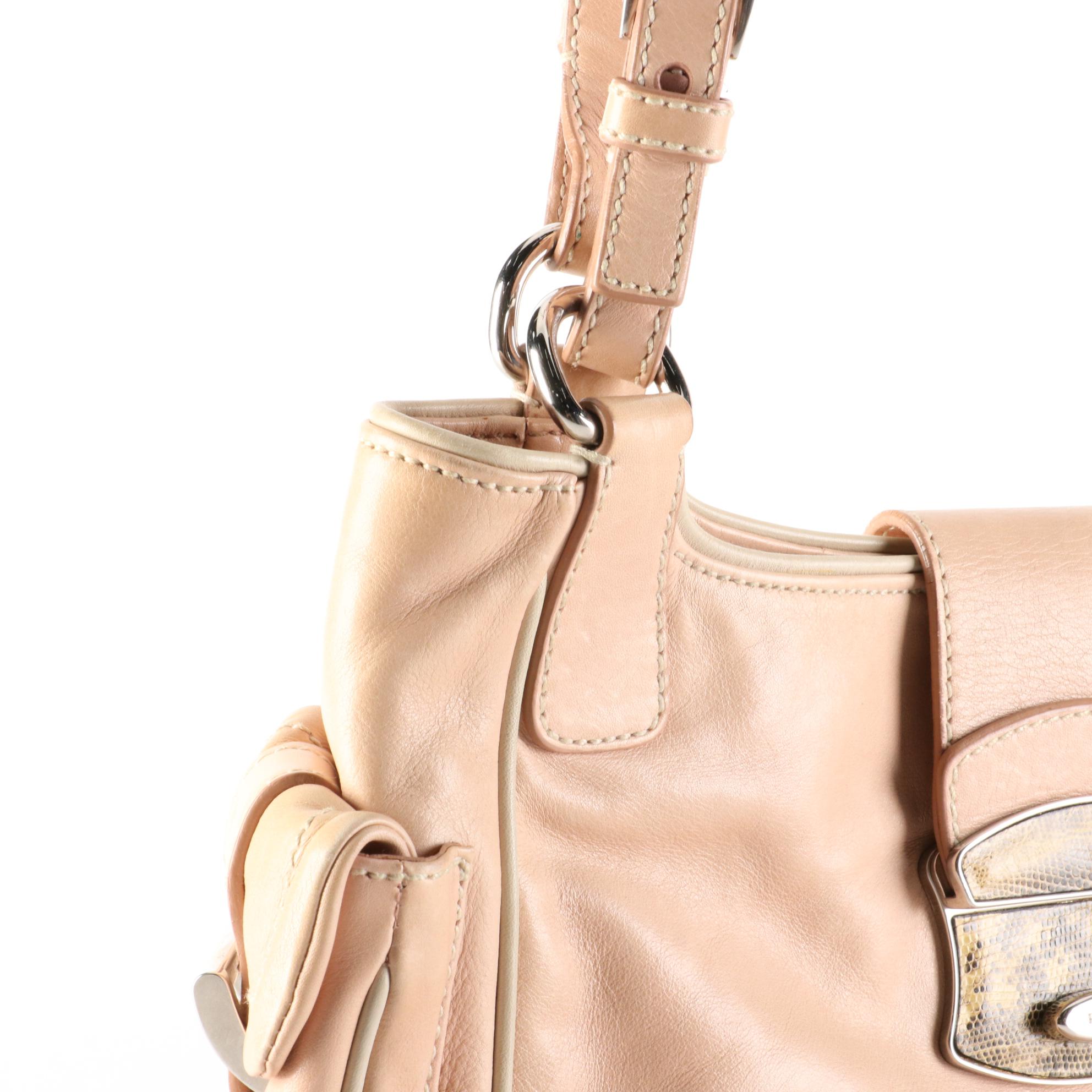 Prada Leather Side Pocket Shoulder Bag