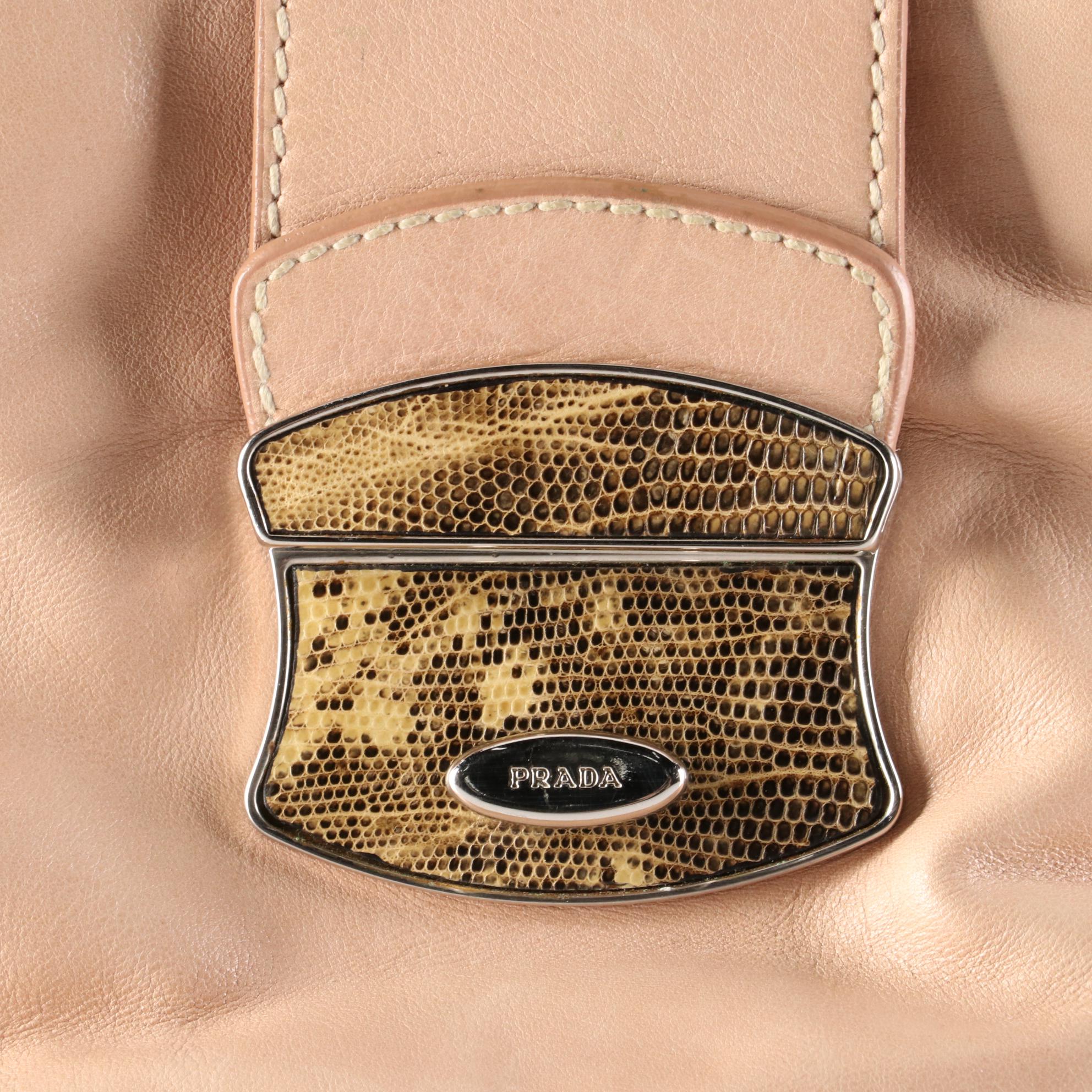 Prada Leather Side Pocket Shoulder Bag