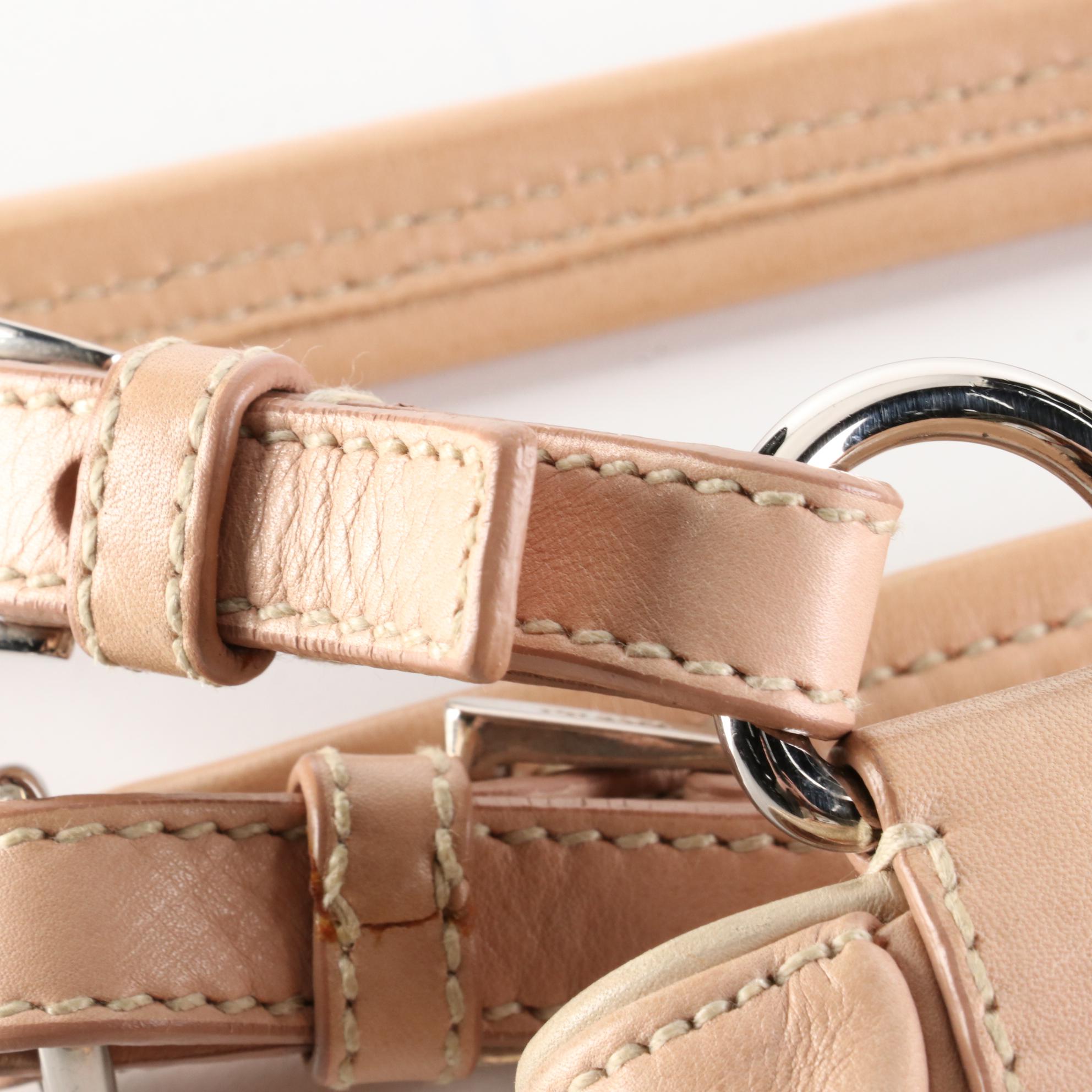 Prada Leather Side Pocket Shoulder Bag