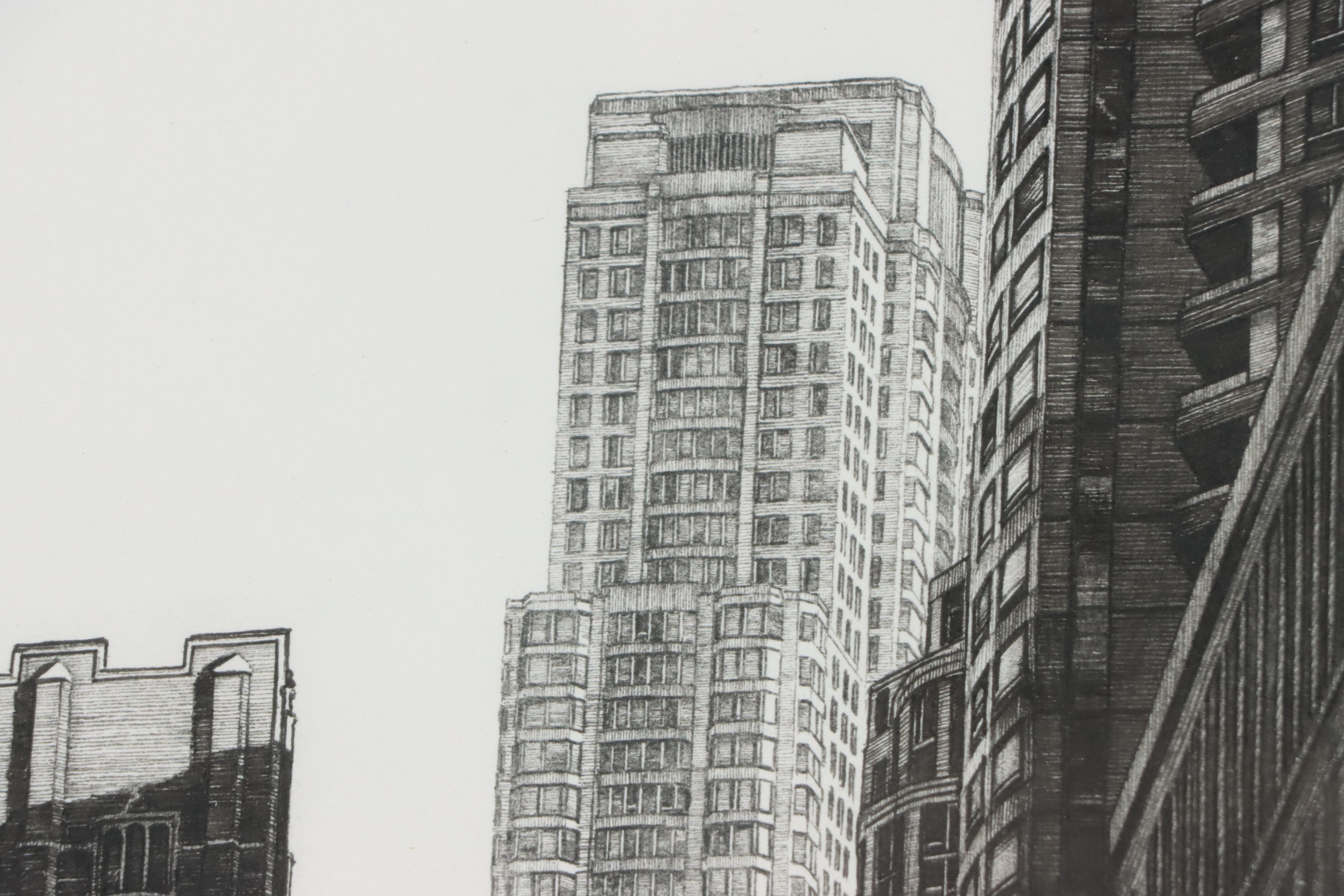 Pen and Ink Drawing of Inner City Landscape