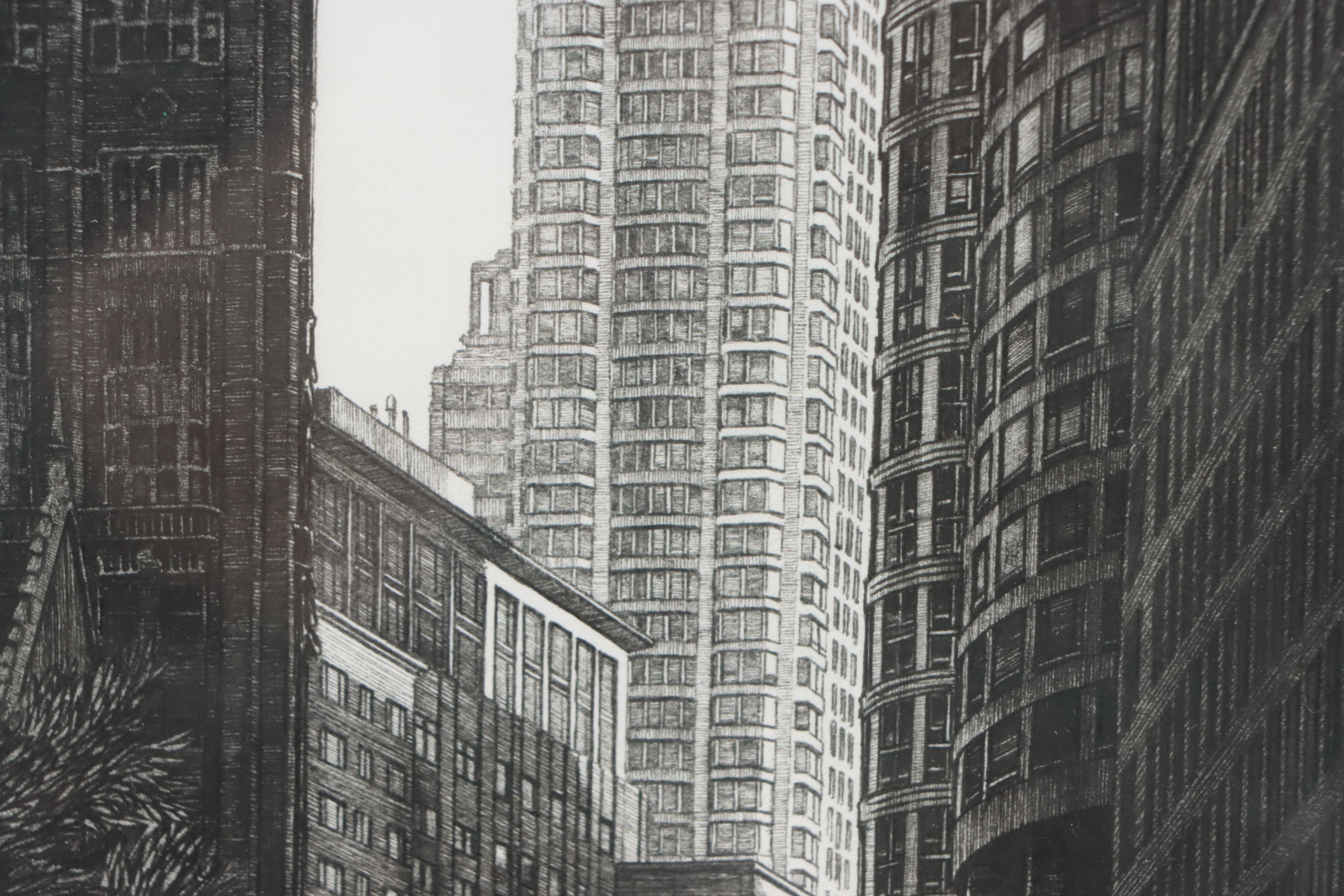 Pen and Ink Drawing of Inner City Landscape