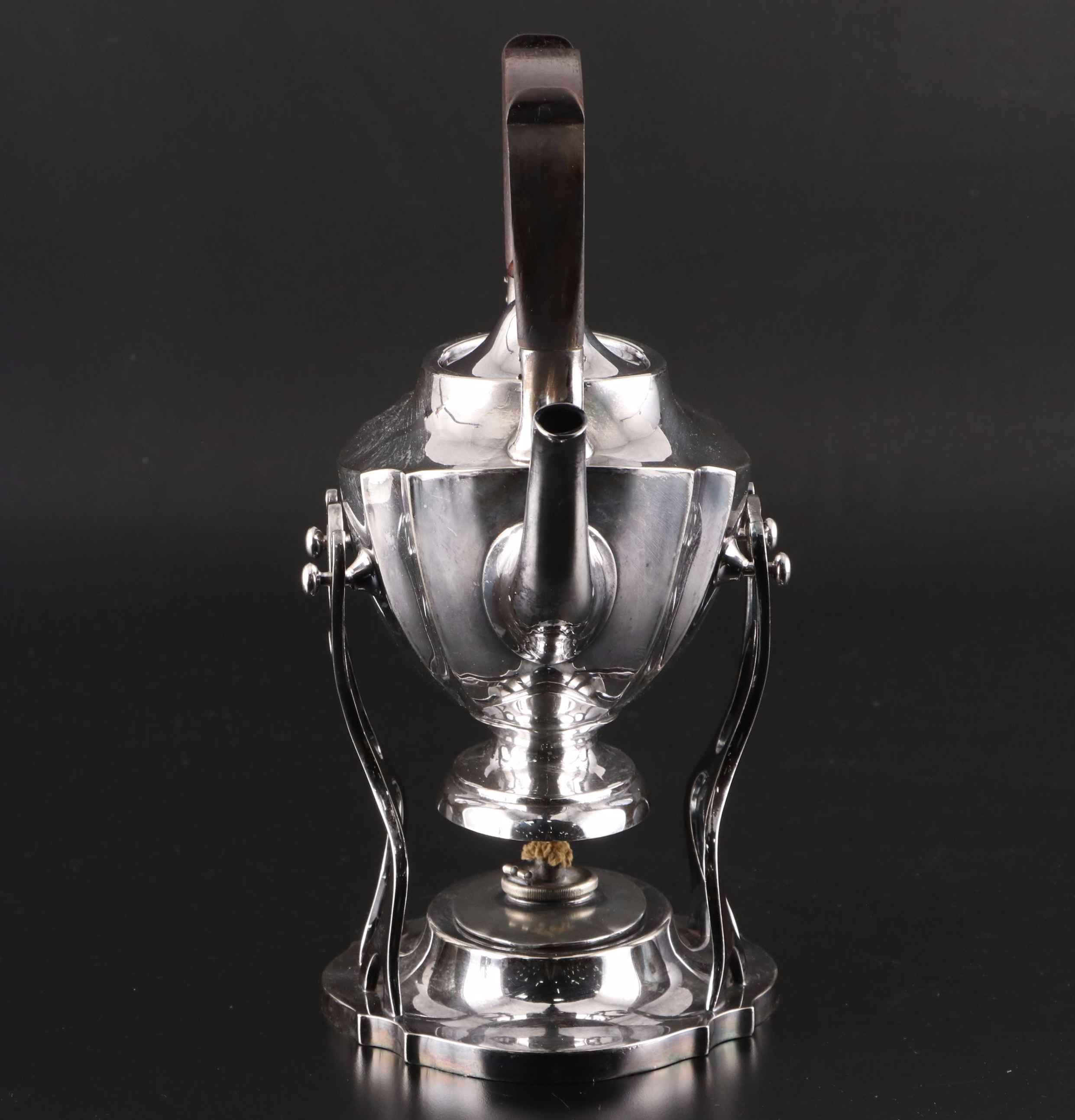 Meriden Britannia Co. Silver Plate Tea Kettle and Burner with Other Teapot