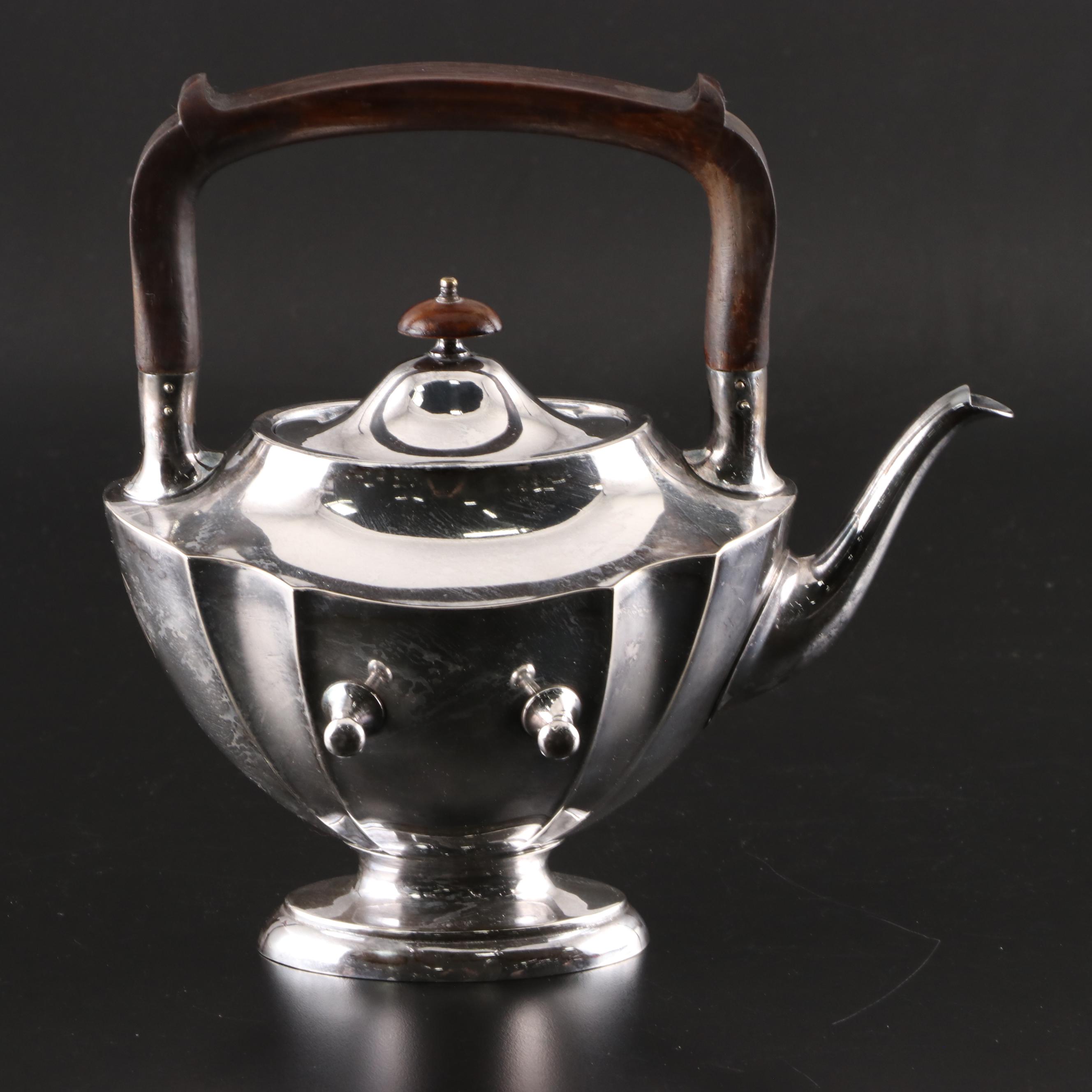 Meriden Britannia Co. Silver Plate Tea Kettle and Burner with Other Teapot