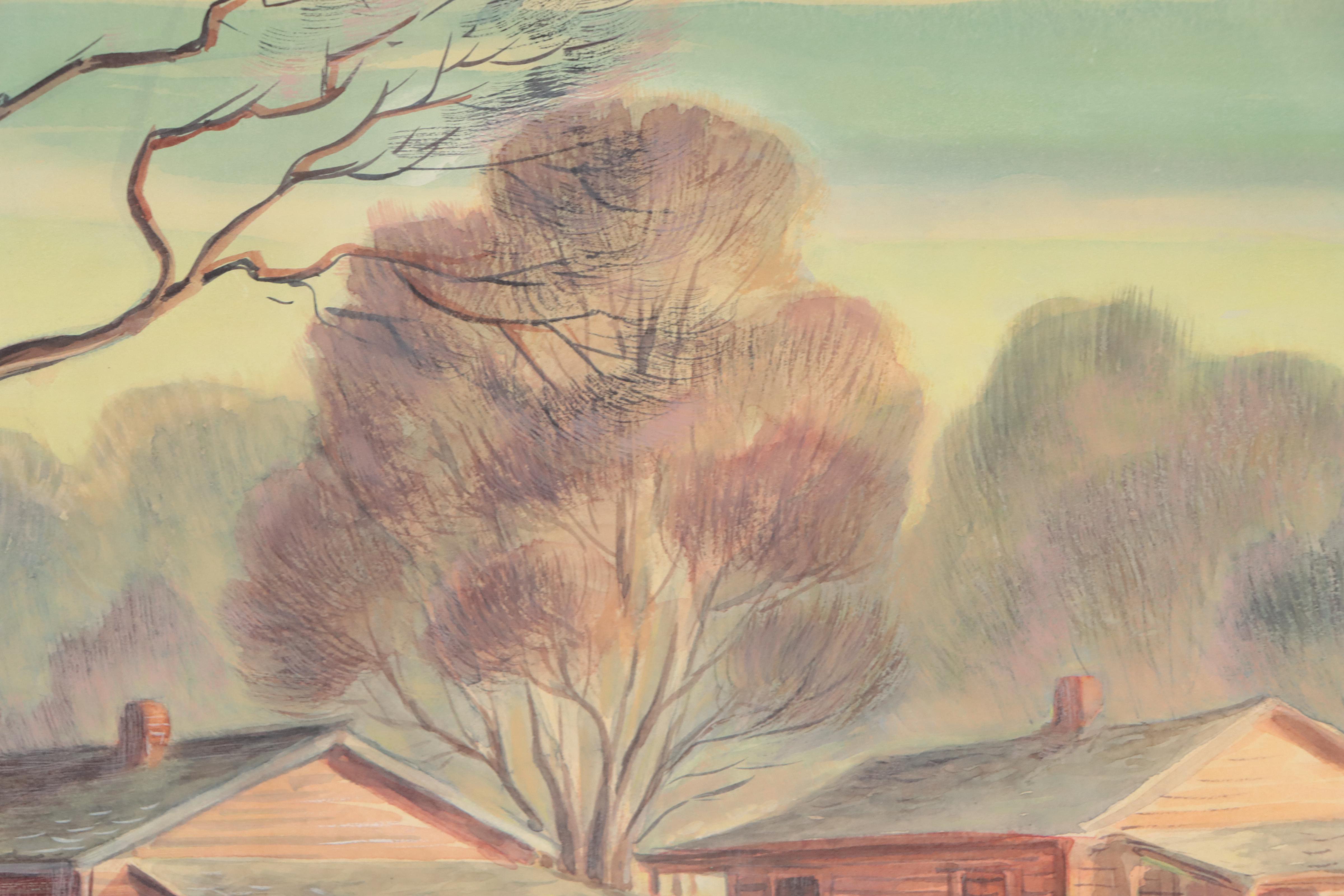 Dan Burne Jones Watercolor Painting of Landscape "Bayou Country," 1938-39