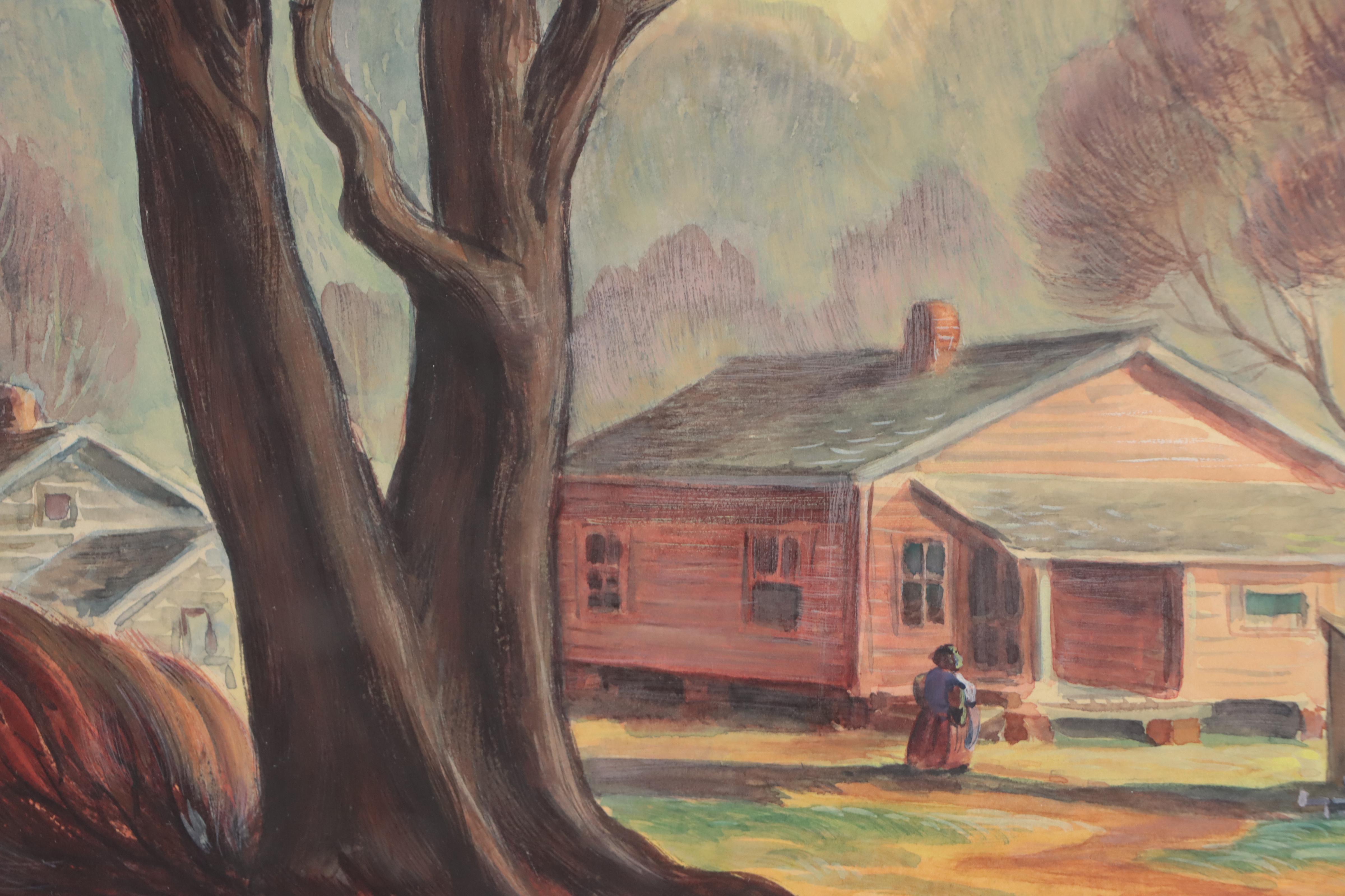 Dan Burne Jones Watercolor Painting of Landscape "Bayou Country," 1938-39