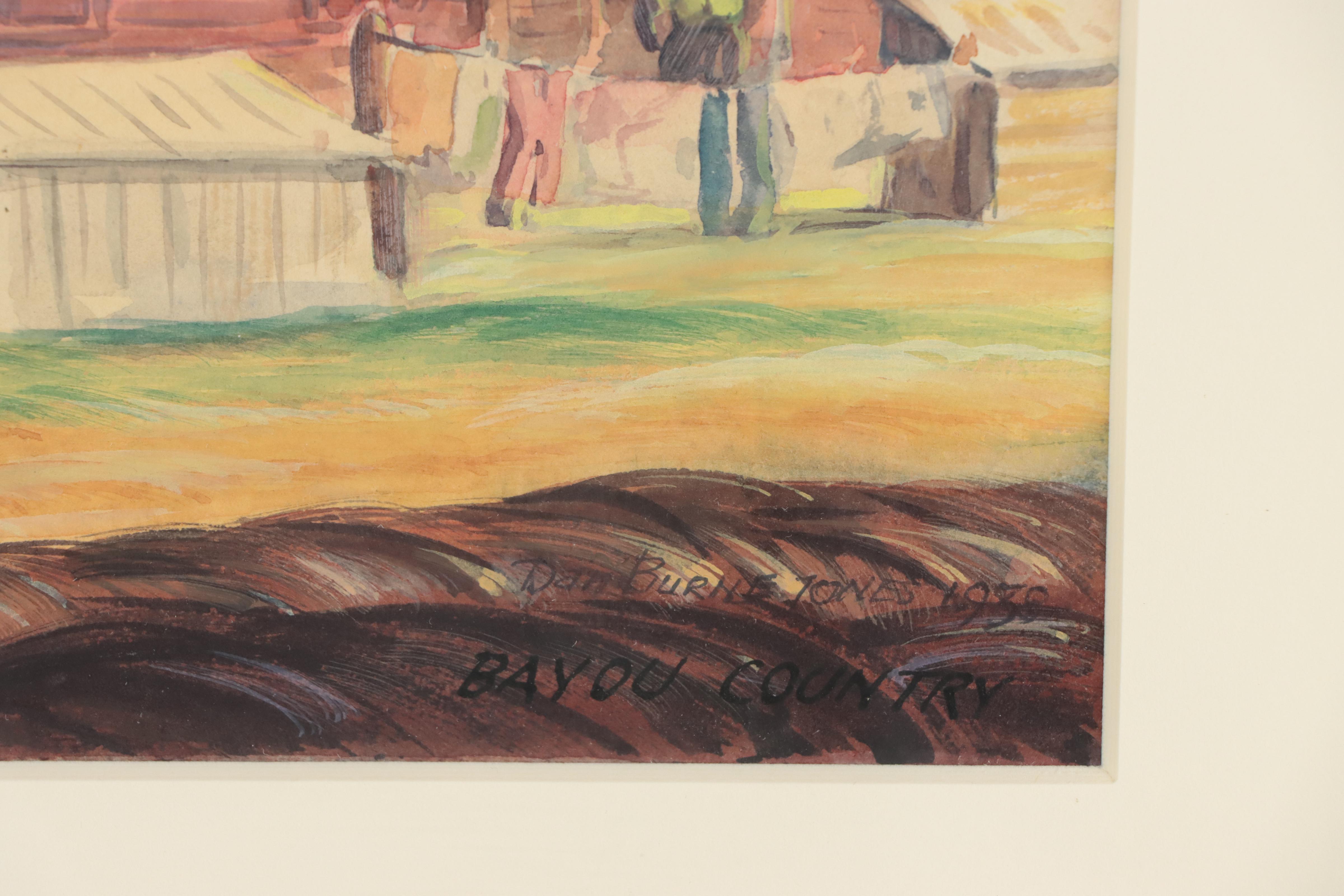 Dan Burne Jones Watercolor Painting of Landscape "Bayou Country," 1938-39