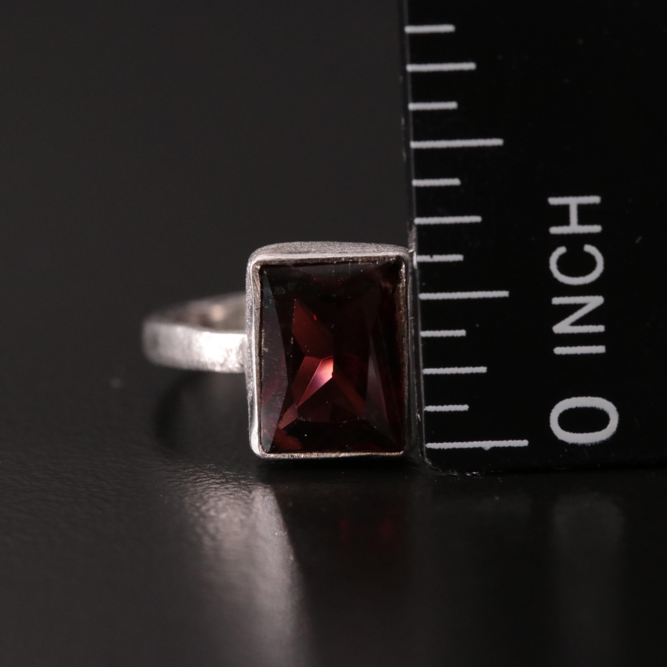 Sterling Garnet Solitaire Ring