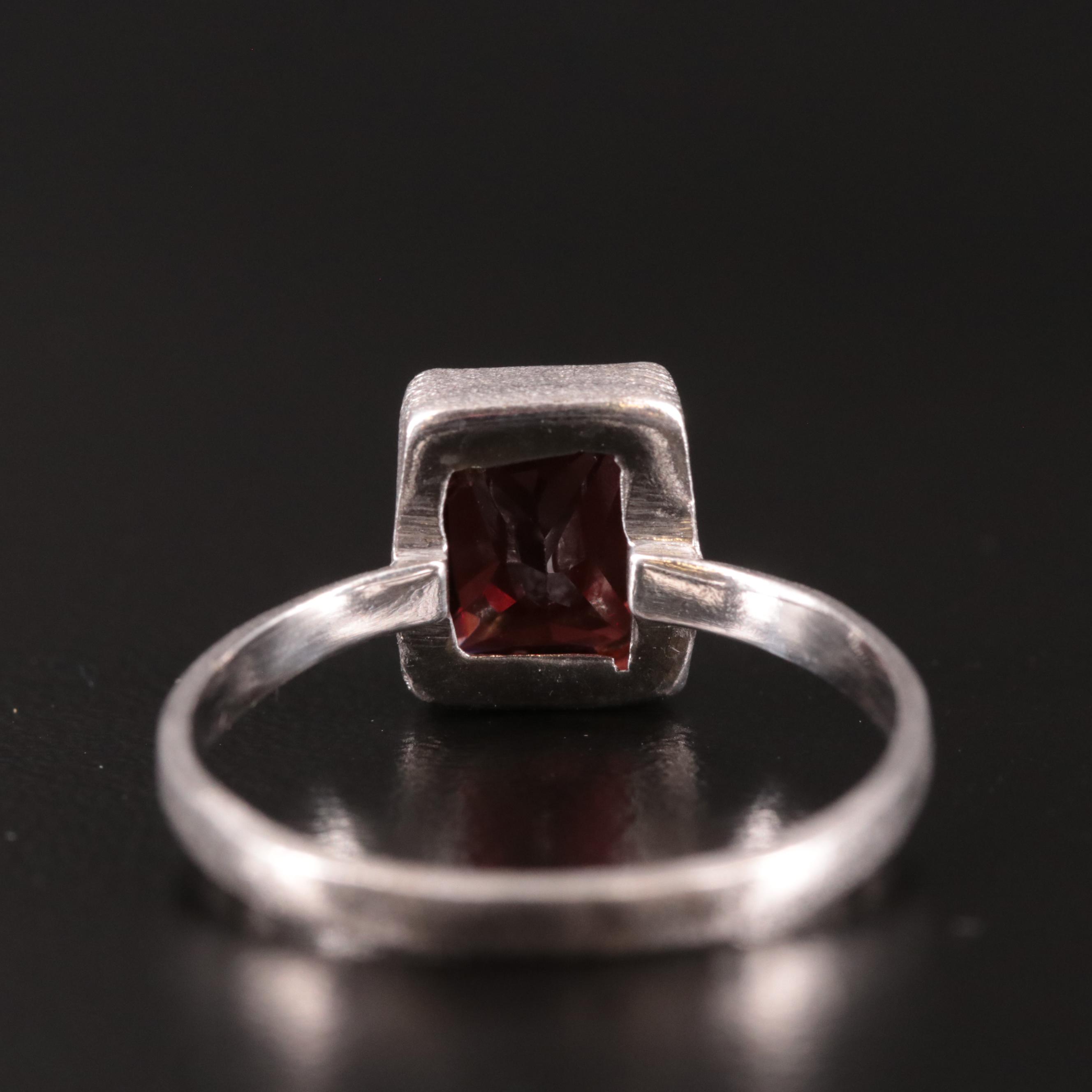 Sterling Garnet Solitaire Ring