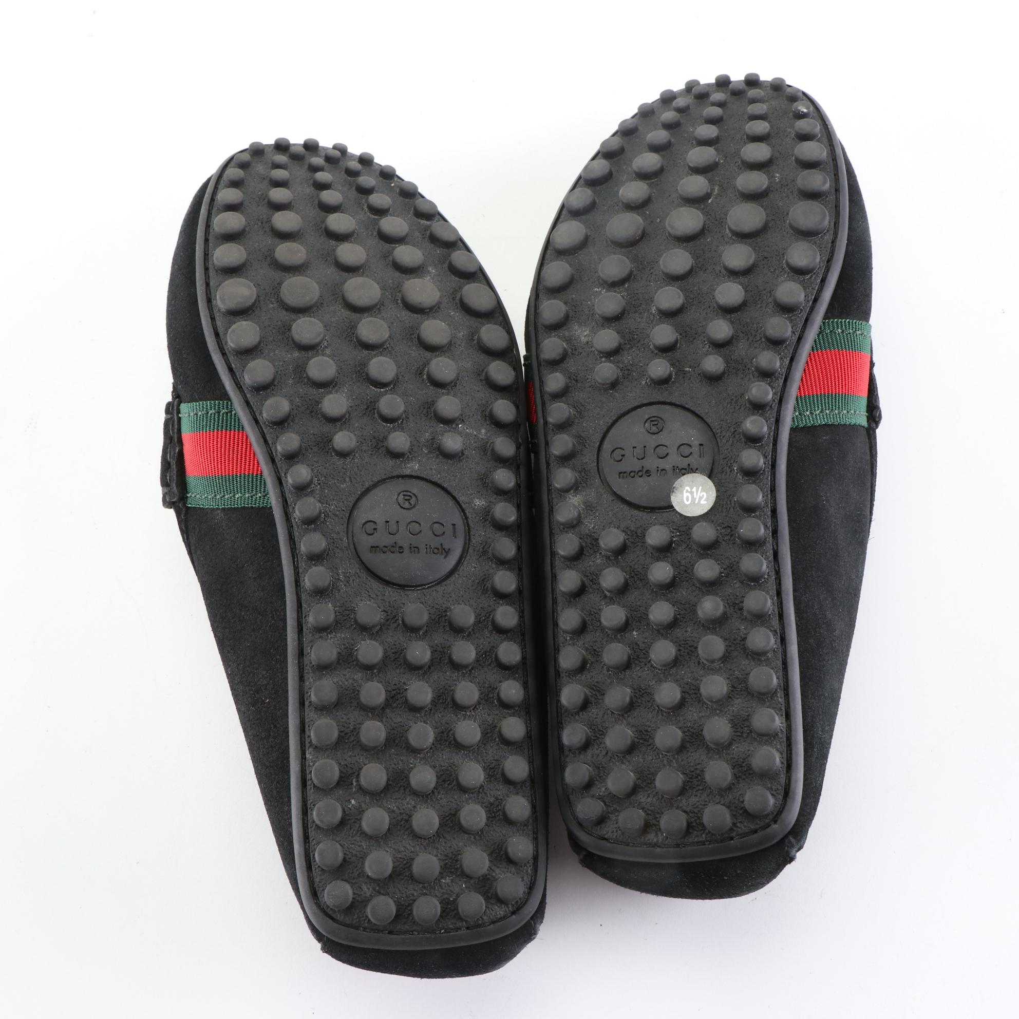 Men's Gucci Web Detail Driving Loafers in Suede