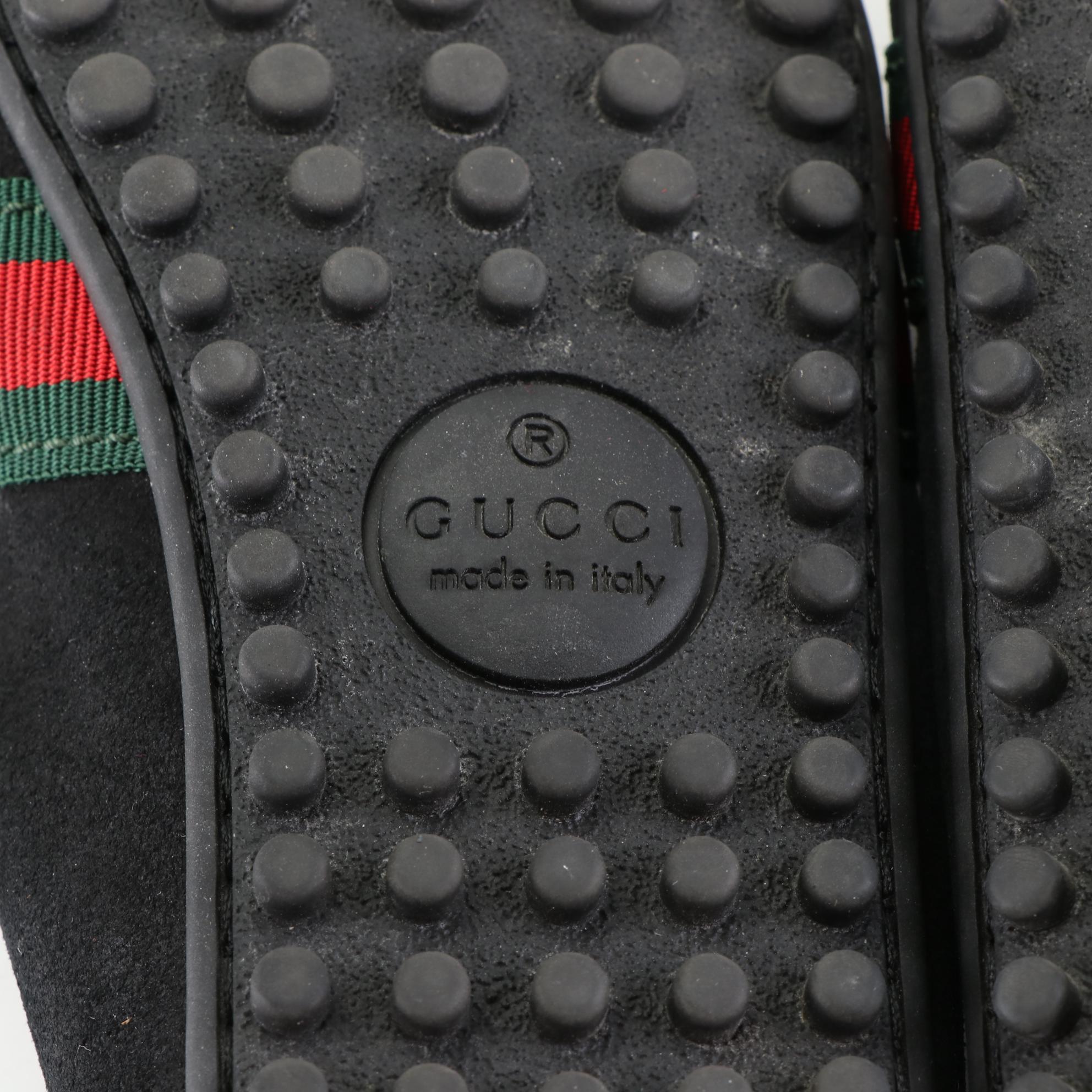Men's Gucci Web Detail Driving Loafers in Suede