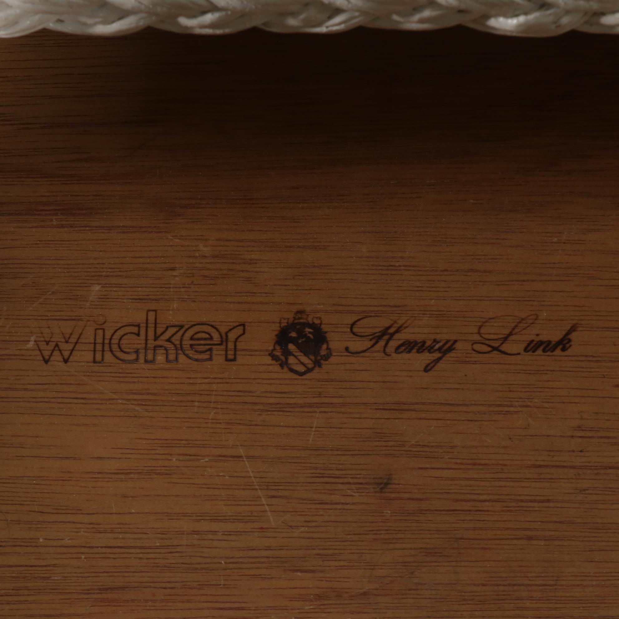 Henry Link White Wicker and Glass Panel Top Desk, Late 20th Century