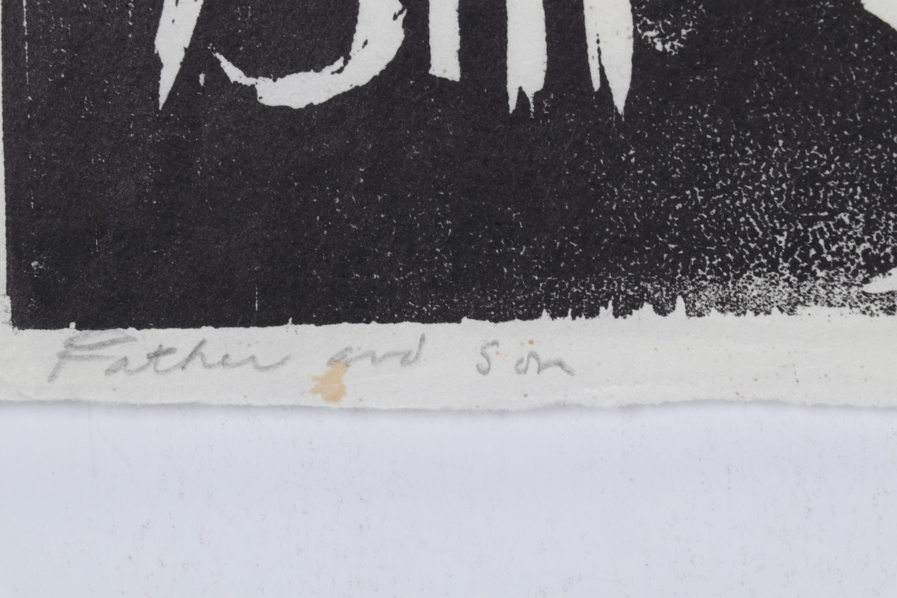 Sidney Chafetz Woodcut "Father and Son," 1971