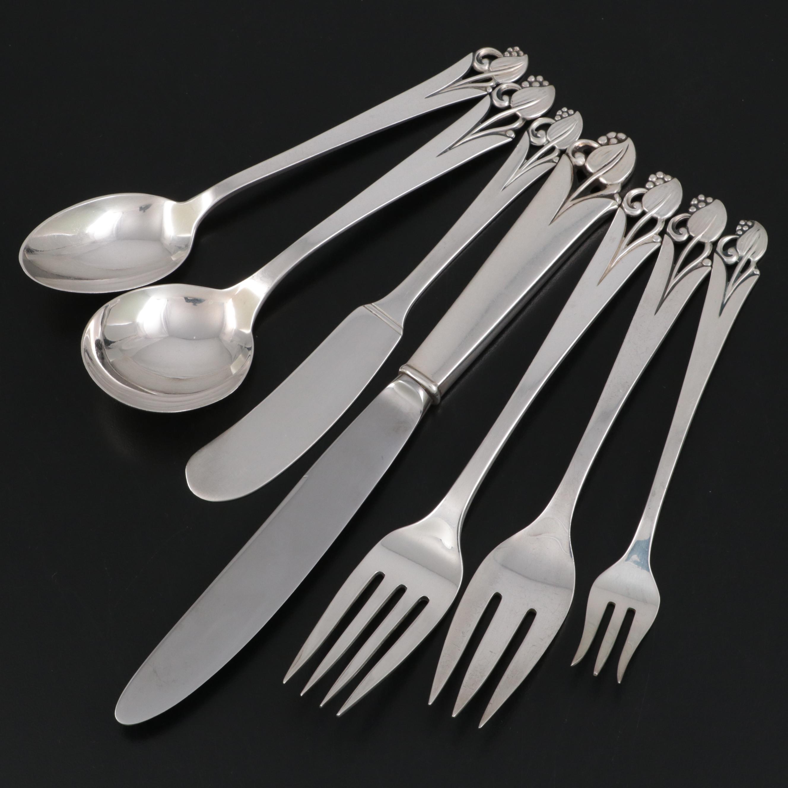 Frank Smith "Woodlily" Sterling Silver Flatware and Serving Utensils