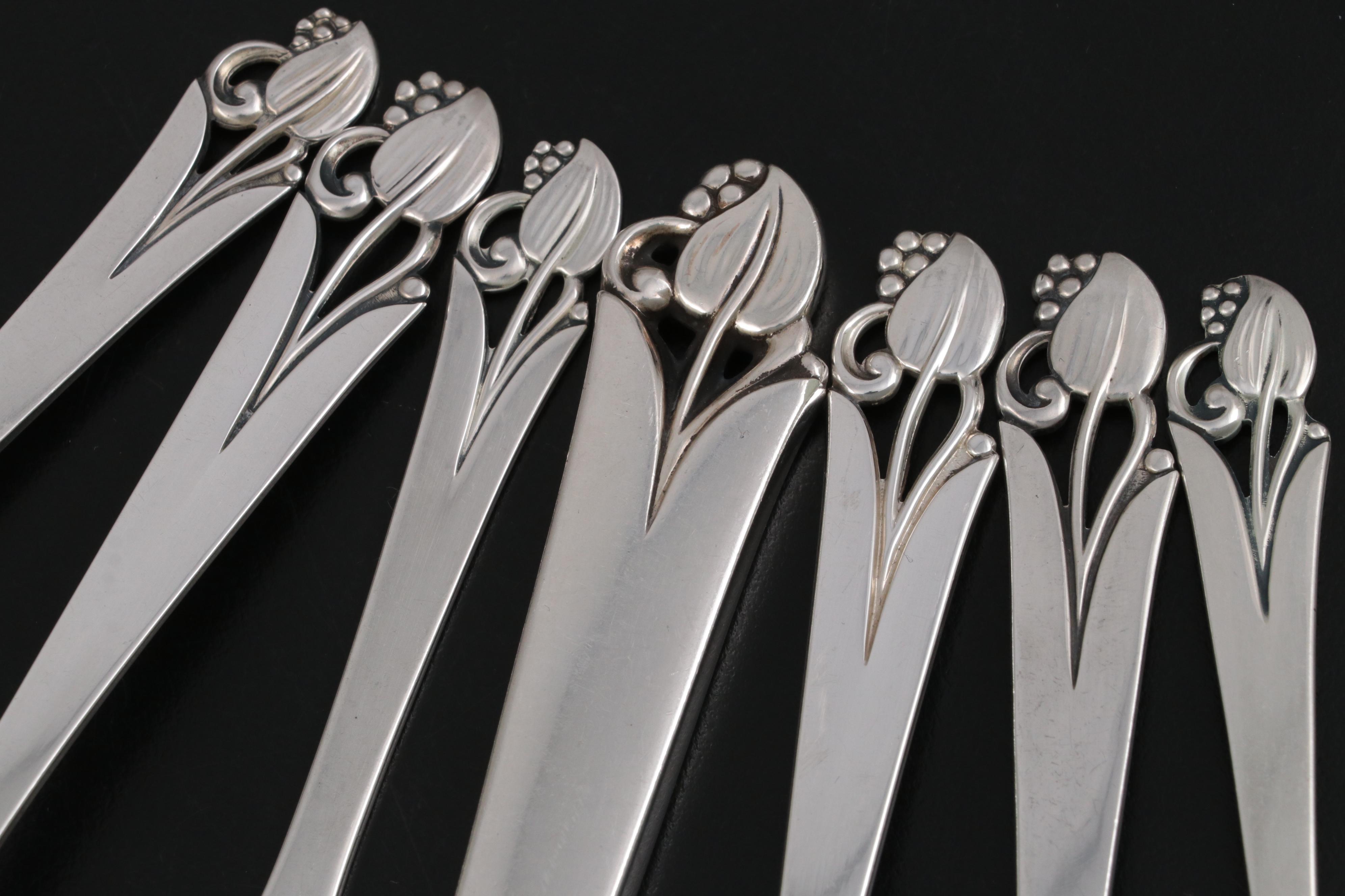 Frank Smith "Woodlily" Sterling Silver Flatware and Serving Utensils