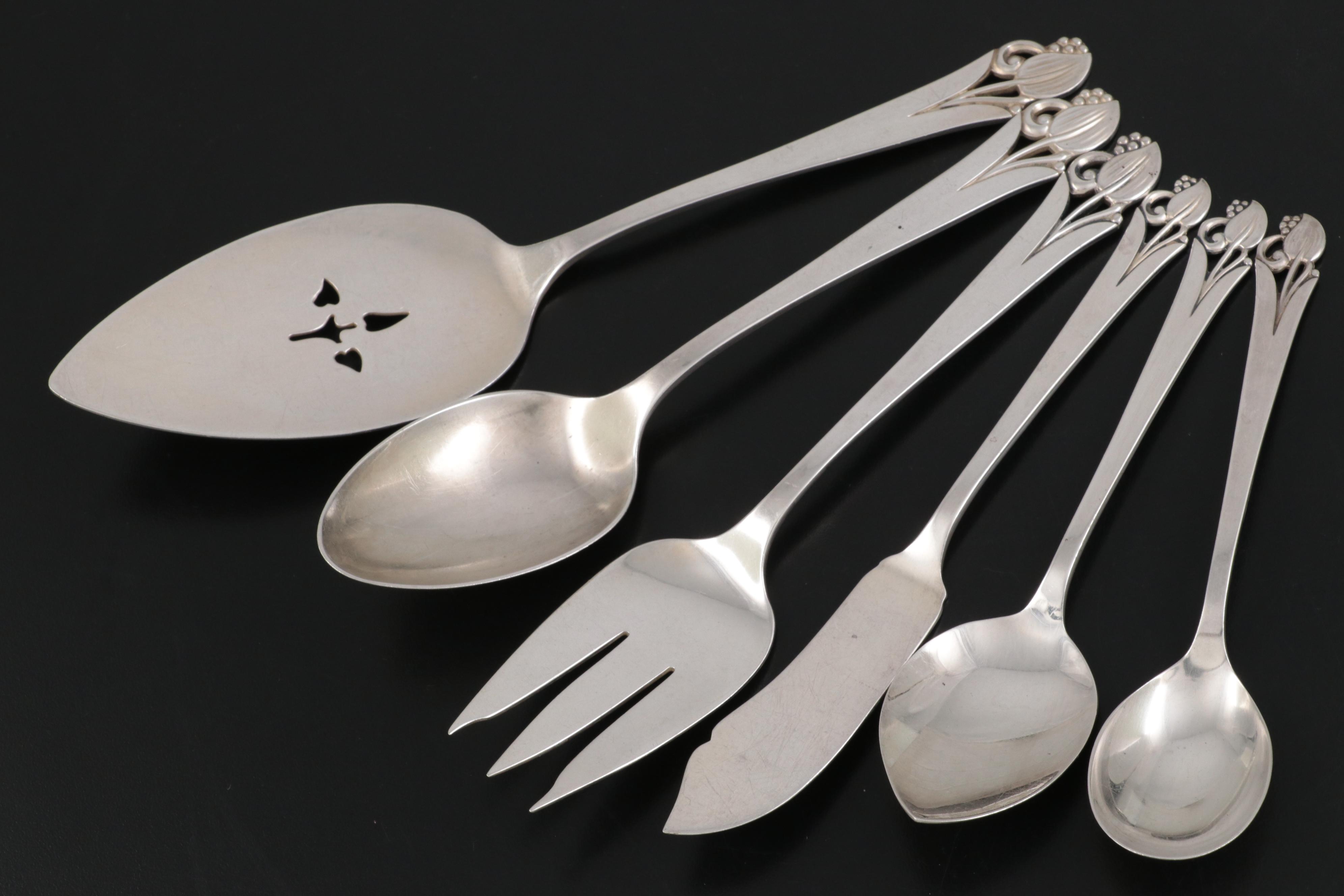 Frank Smith "Woodlily" Sterling Silver Flatware and Serving Utensils