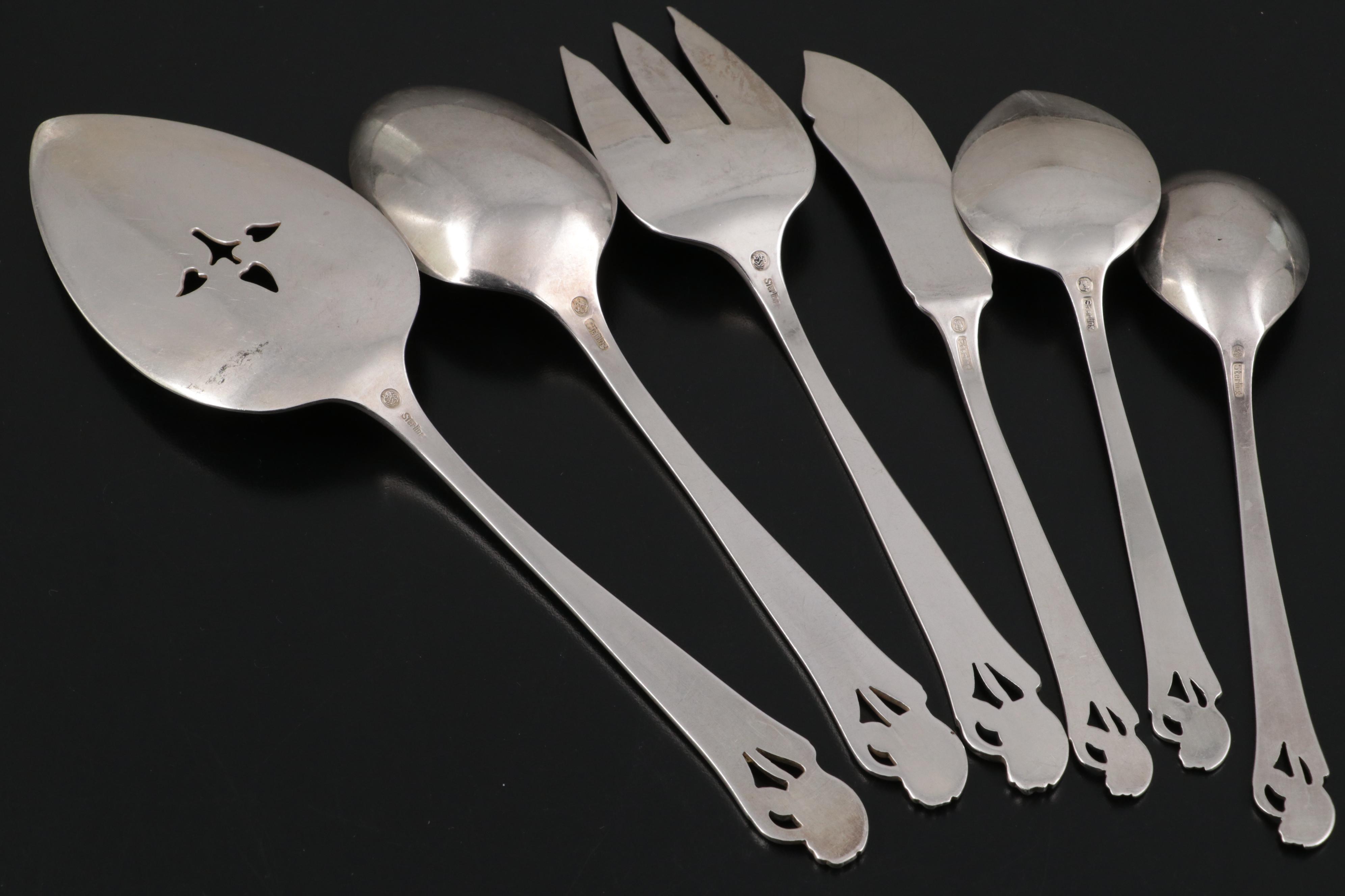 Frank Smith "Woodlily" Sterling Silver Flatware and Serving Utensils