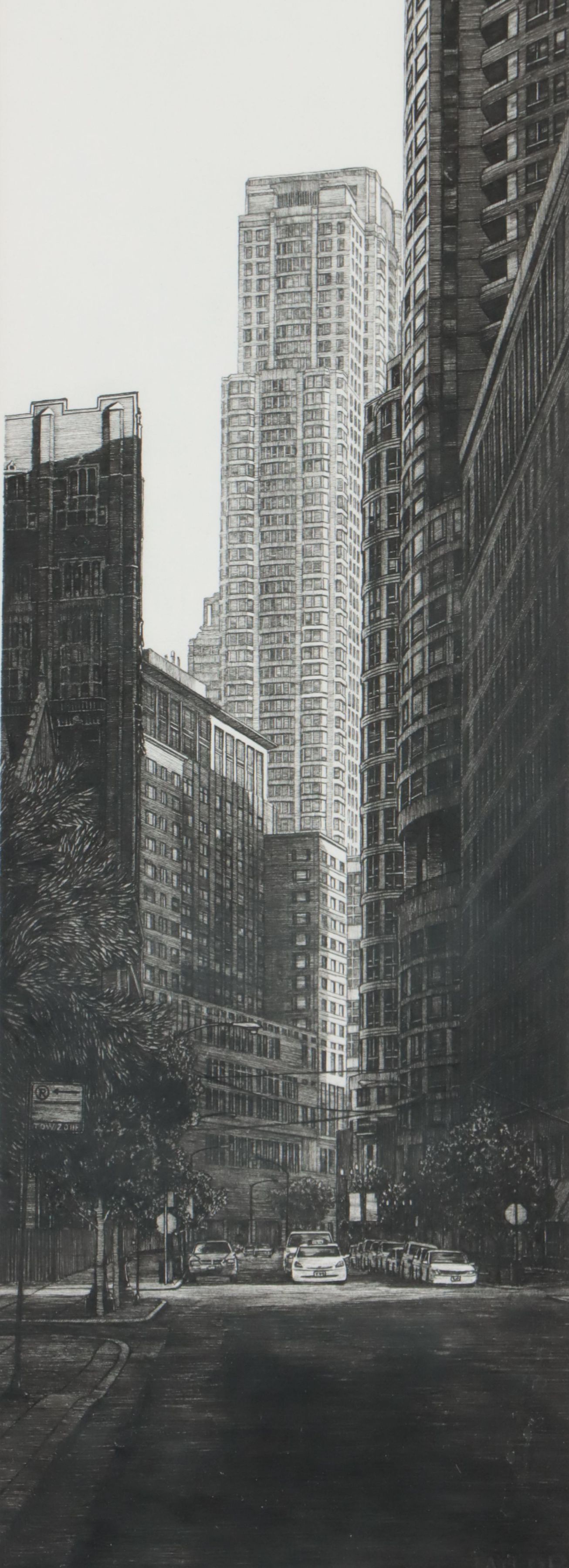 Pen and Ink Drawing of Inner City Landscape