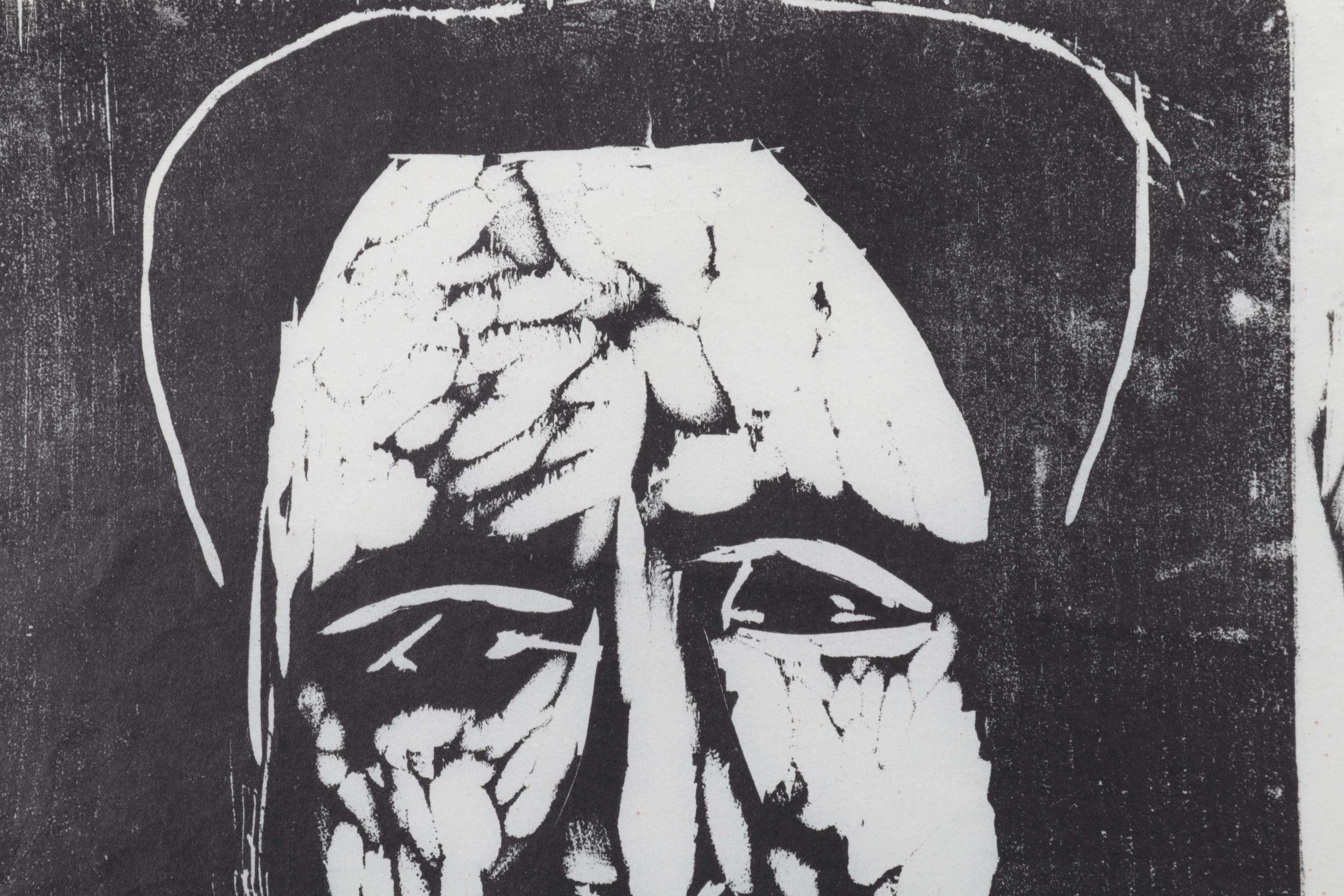 Sidney Chafetz Woodcut "Father and Son," 1971