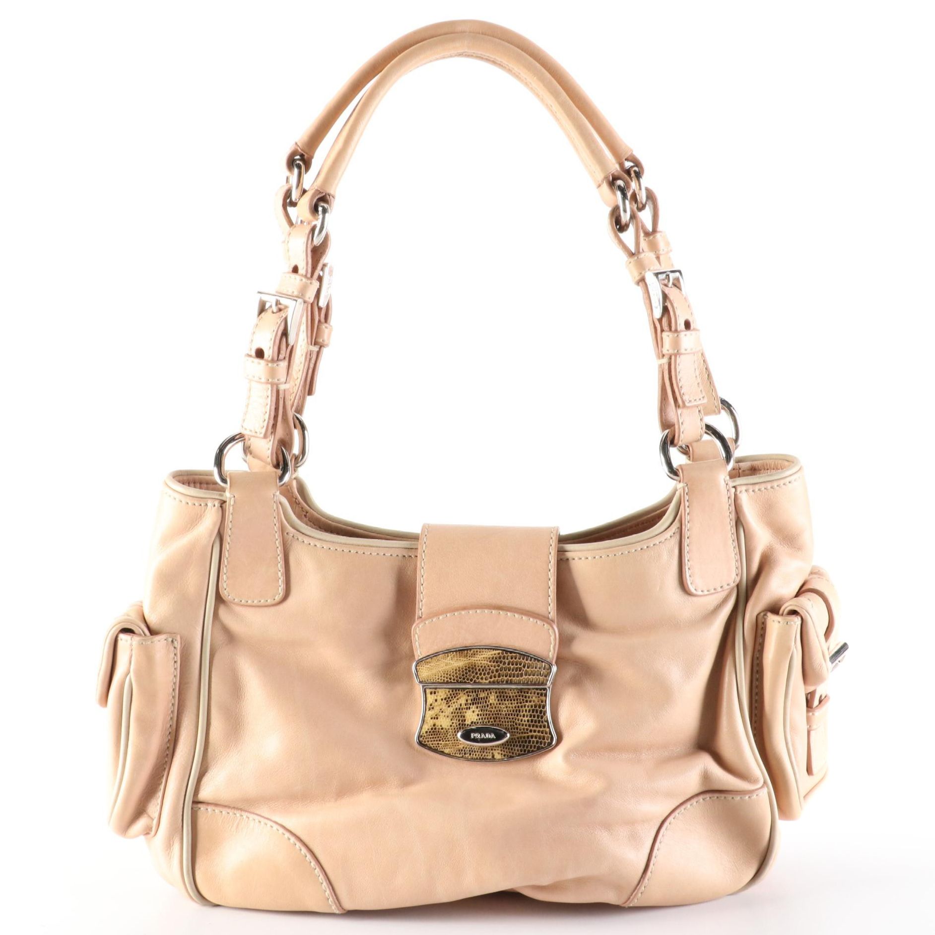 Prada Leather Side Pocket Shoulder Bag