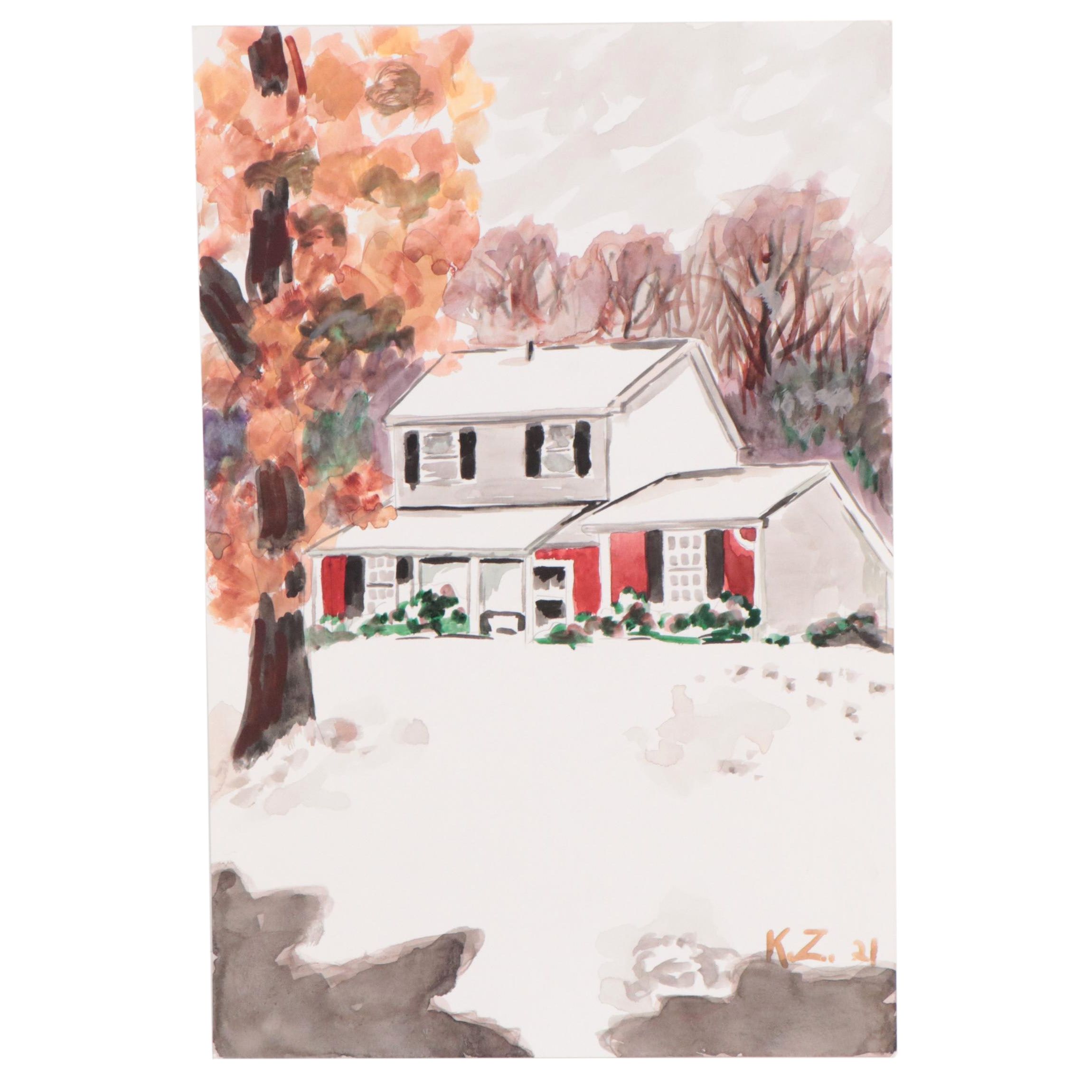 Kathleen Zimbicki Street View Watercolor Painting, 2021