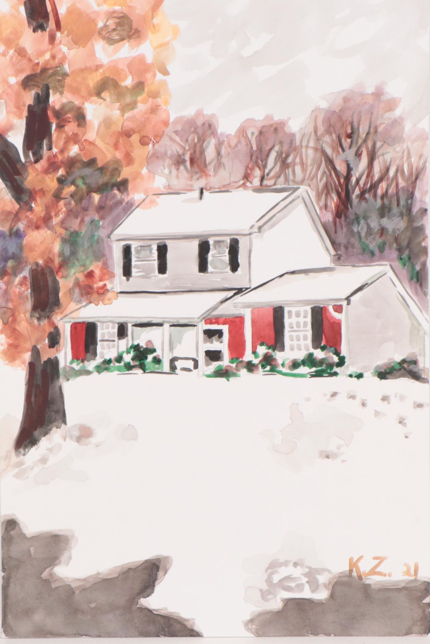 Kathleen Zimbicki Street View Watercolor Painting, 2021