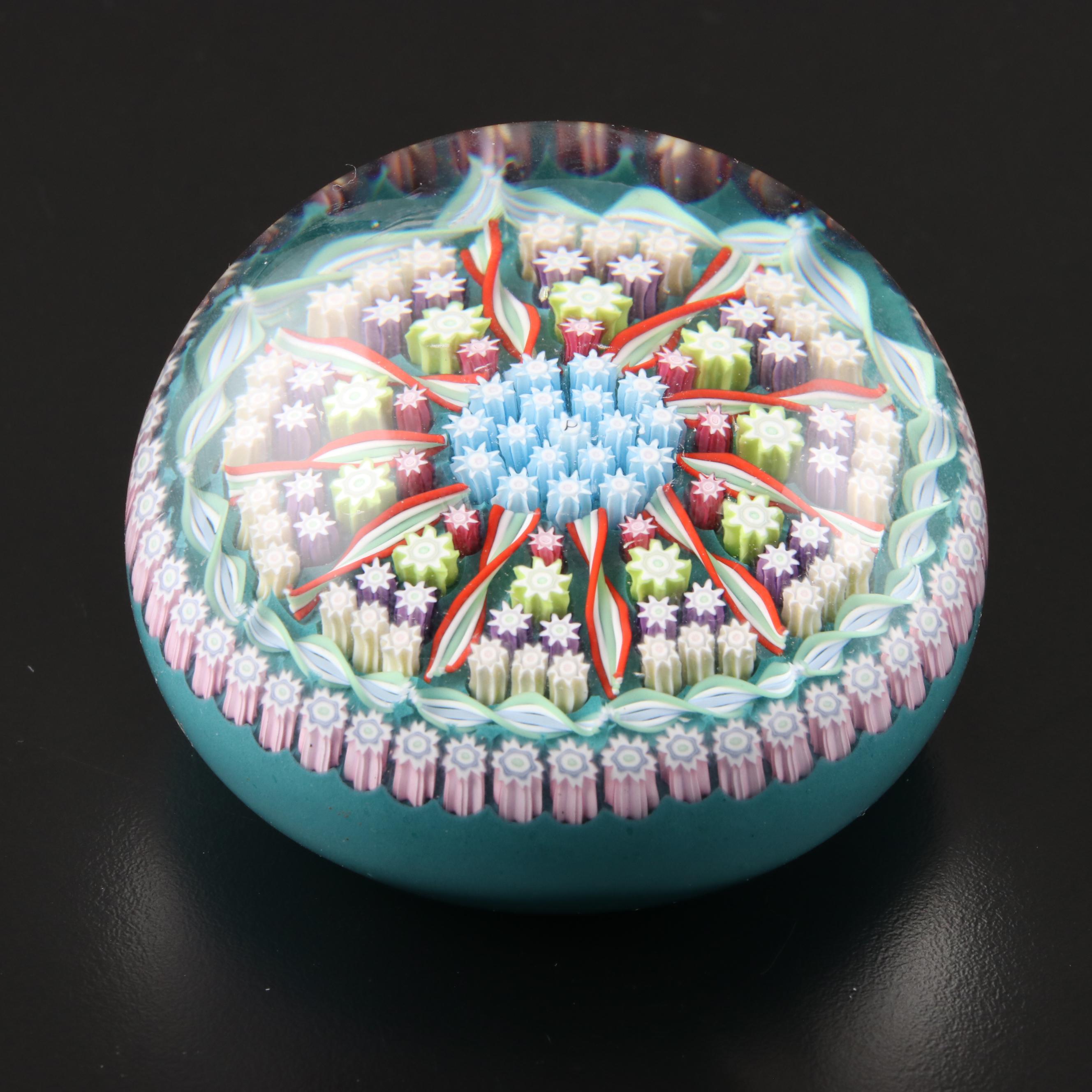 Hand Blown Perthshire Millefiori Art Glass Paperweight