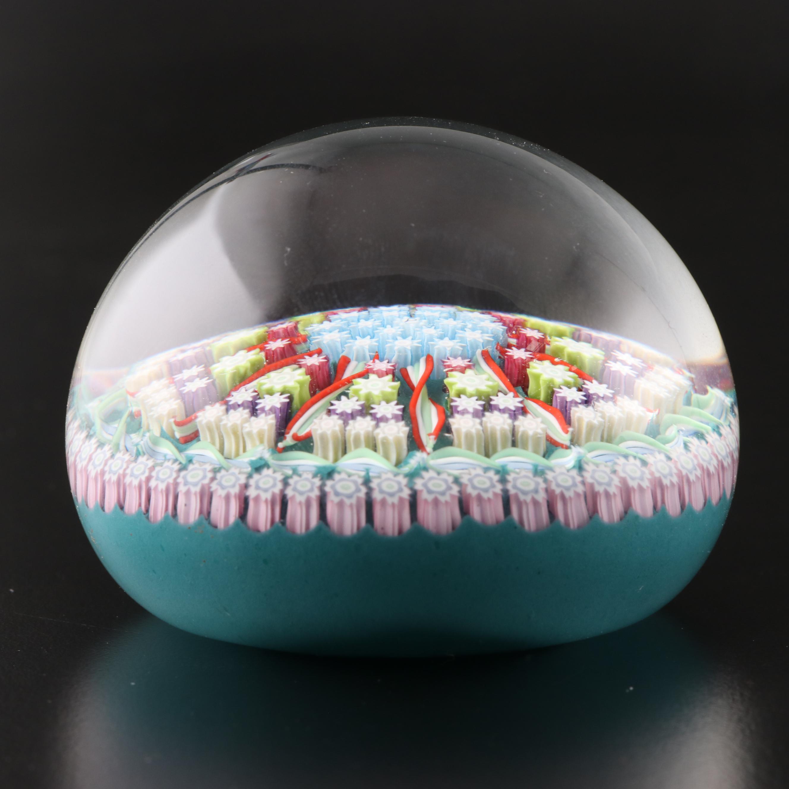 Hand Blown Perthshire Millefiori Art Glass Paperweight