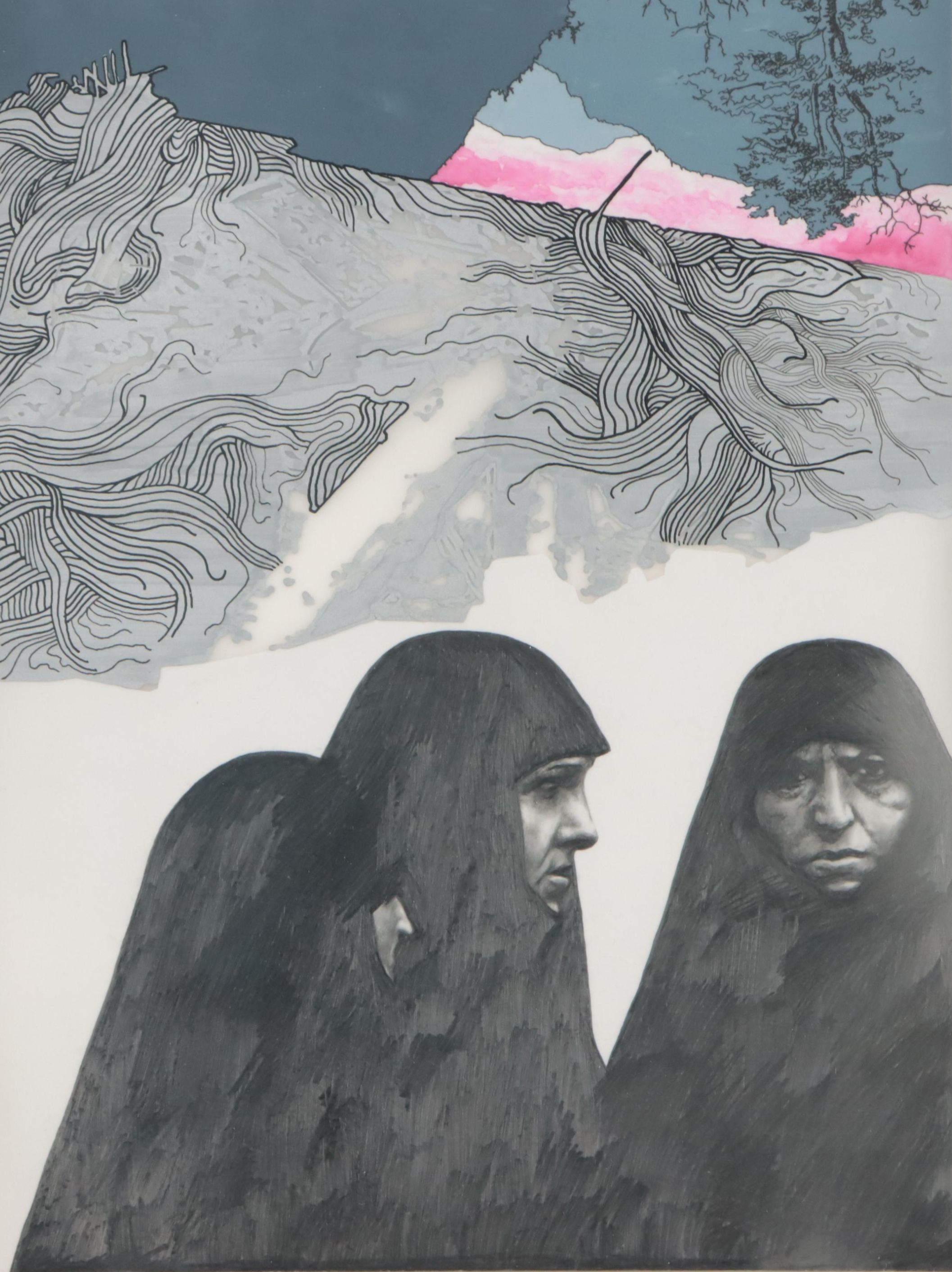 Jimmy Baker Mixed Media Drawing "Haunting Our Dreams 2," 2006