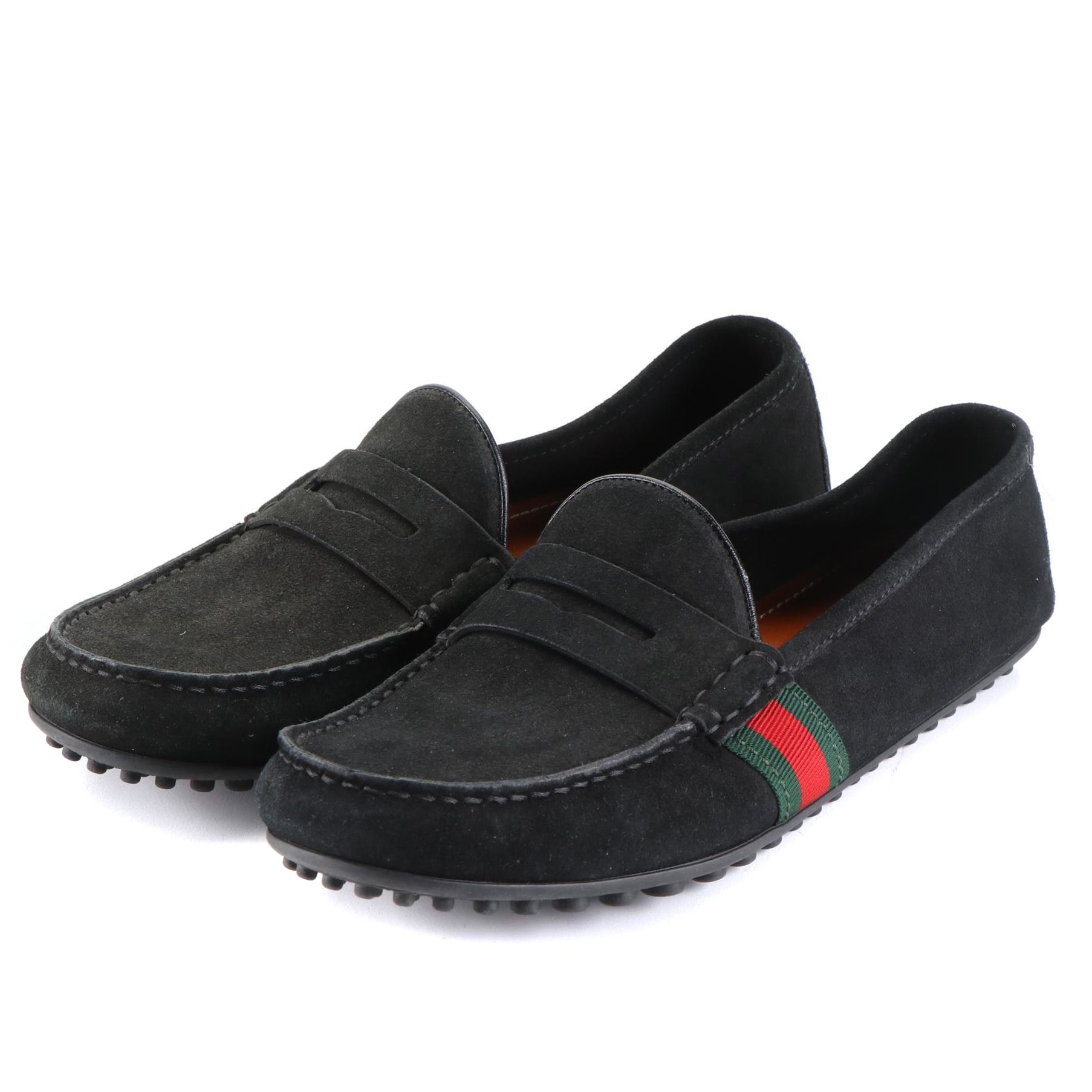 Men's Gucci Web Detail Driving Loafers in Suede