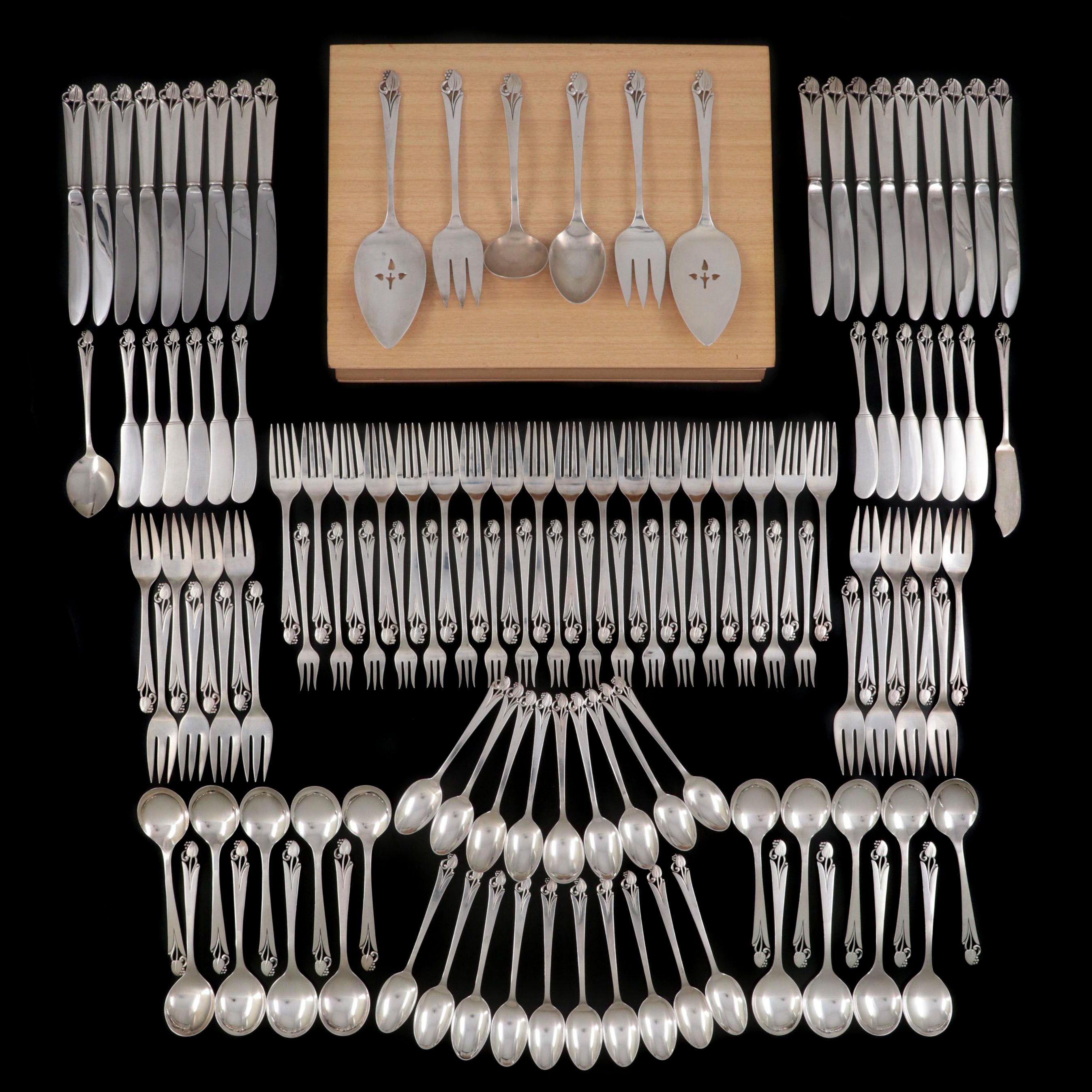 Frank Smith "Woodlily" Sterling Silver Flatware and Serving Utensils