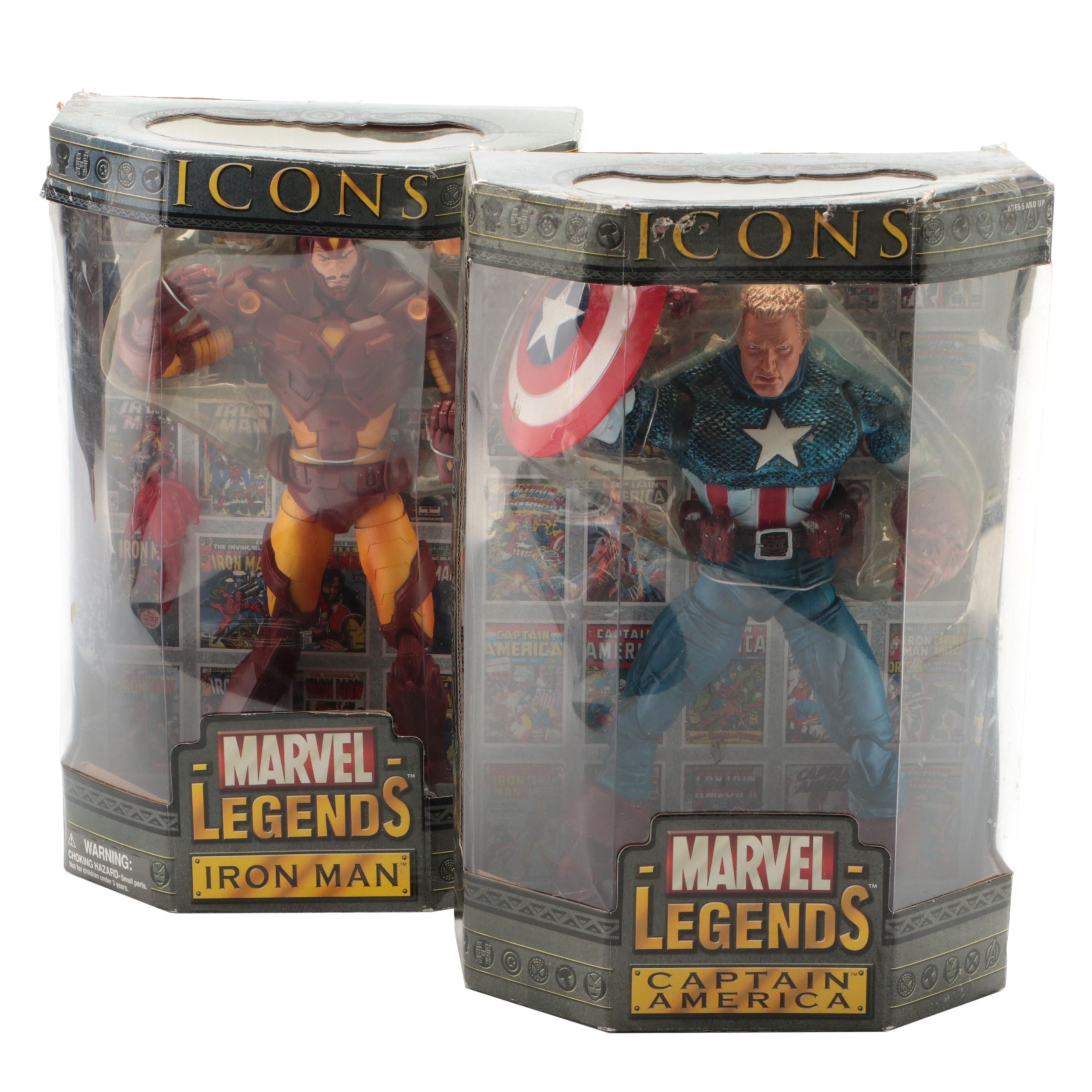 Marvel Legends Sealed Iron Man and Captain America Action Figures, 21st Century