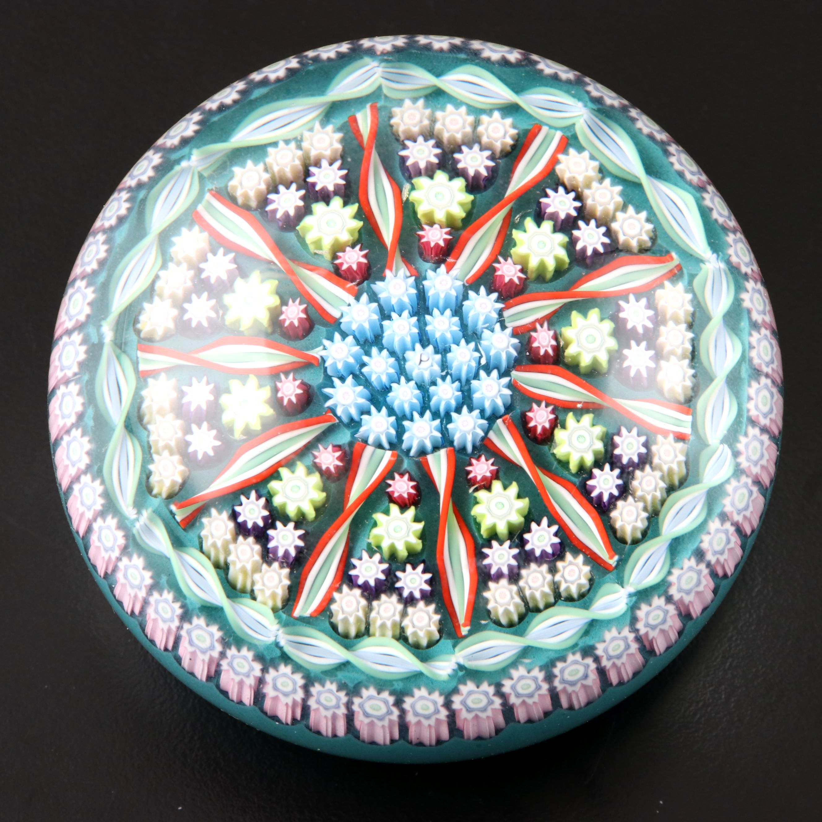 Hand Blown Perthshire Millefiori Art Glass Paperweight
