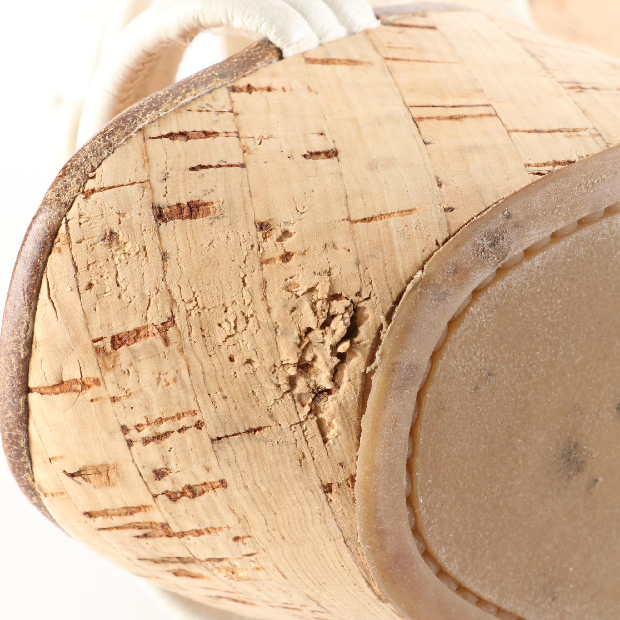 Prada Sport Strappy Leather Sandals with Cork Platform Wedge and Includes Box