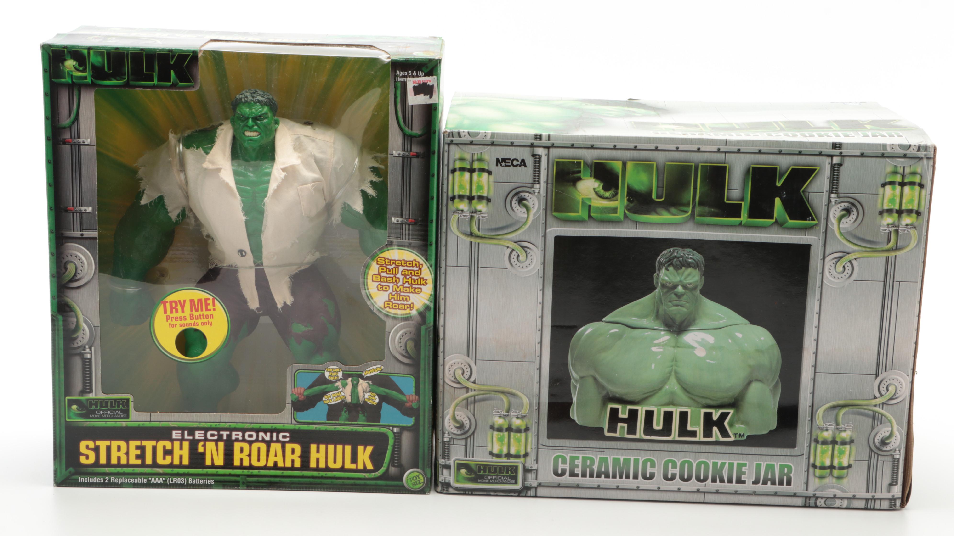Marvel Toy Biz Incredible Hulk Action Figures, Walkie Talkies, Cookie Jar, More