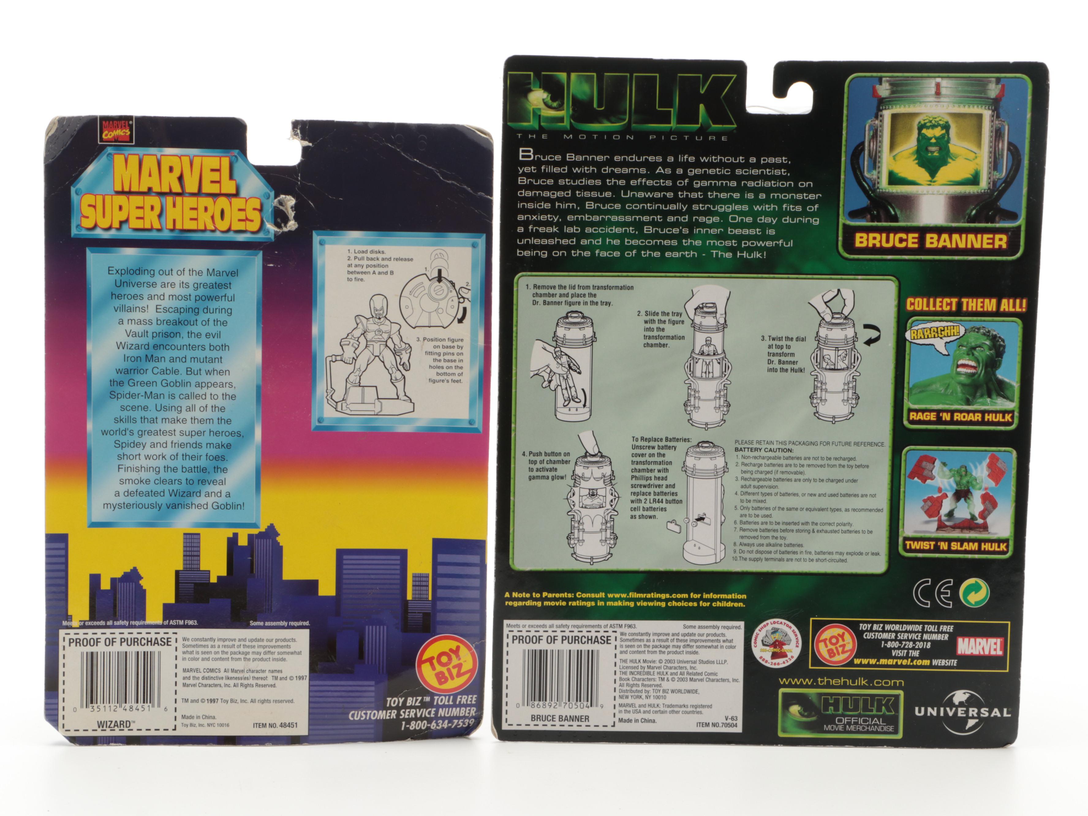 Marvel Toy Biz Incredible Hulk Action Figures, Walkie Talkies, Cookie Jar, More