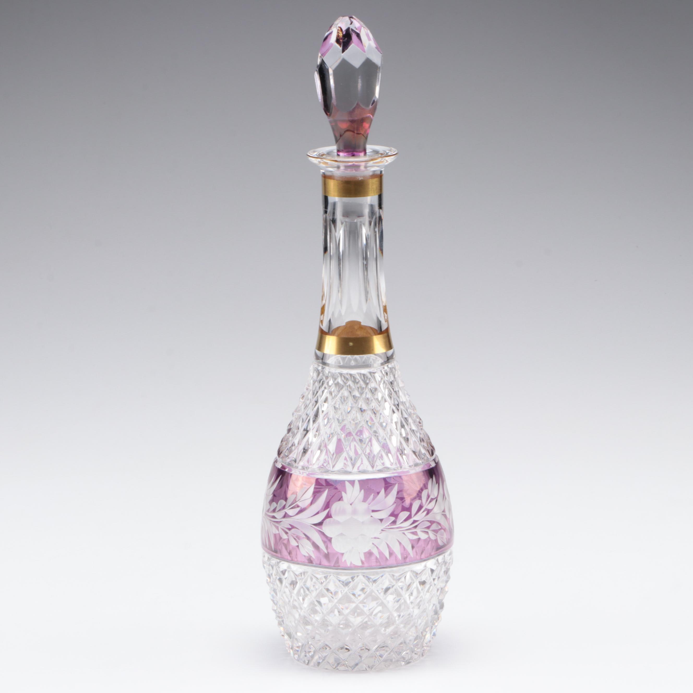 Ebeling & Reuss Cut to Clear Crystal Decanter and Cordial Glasses with Tray