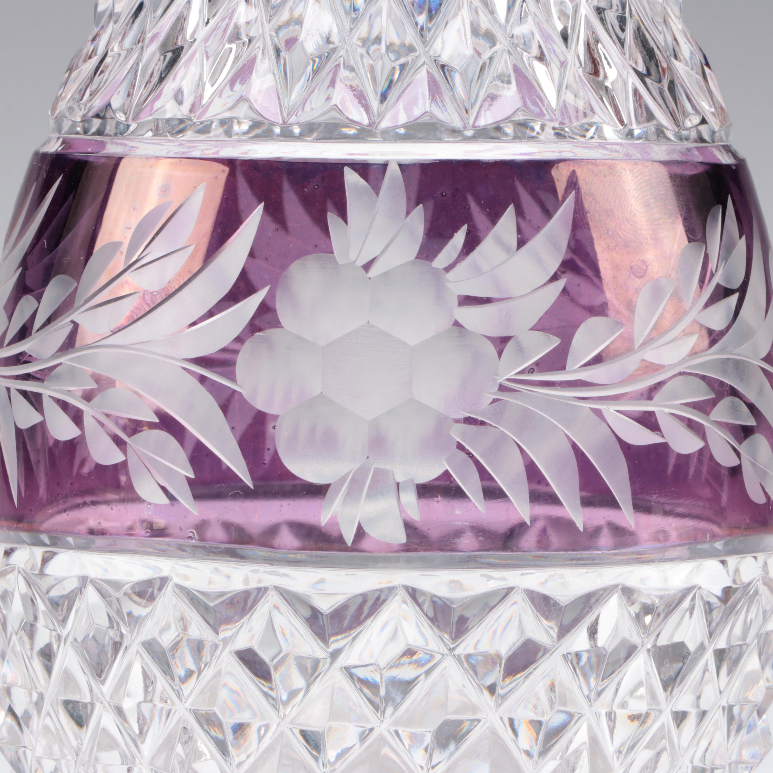 Ebeling & Reuss Cut to Clear Crystal Decanter and Cordial Glasses with Tray