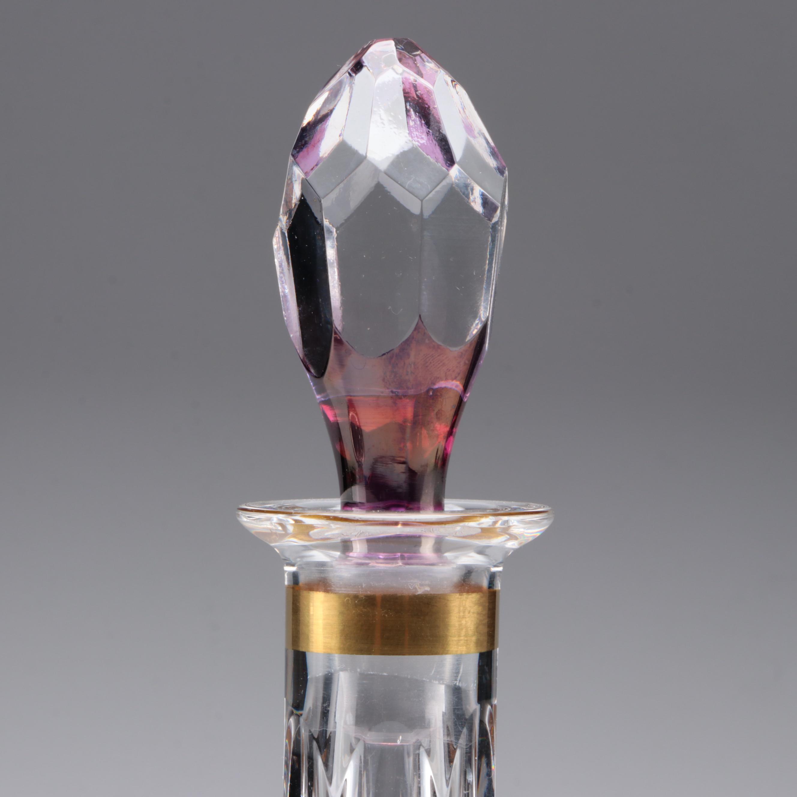 Ebeling & Reuss Cut to Clear Crystal Decanter and Cordial Glasses with Tray