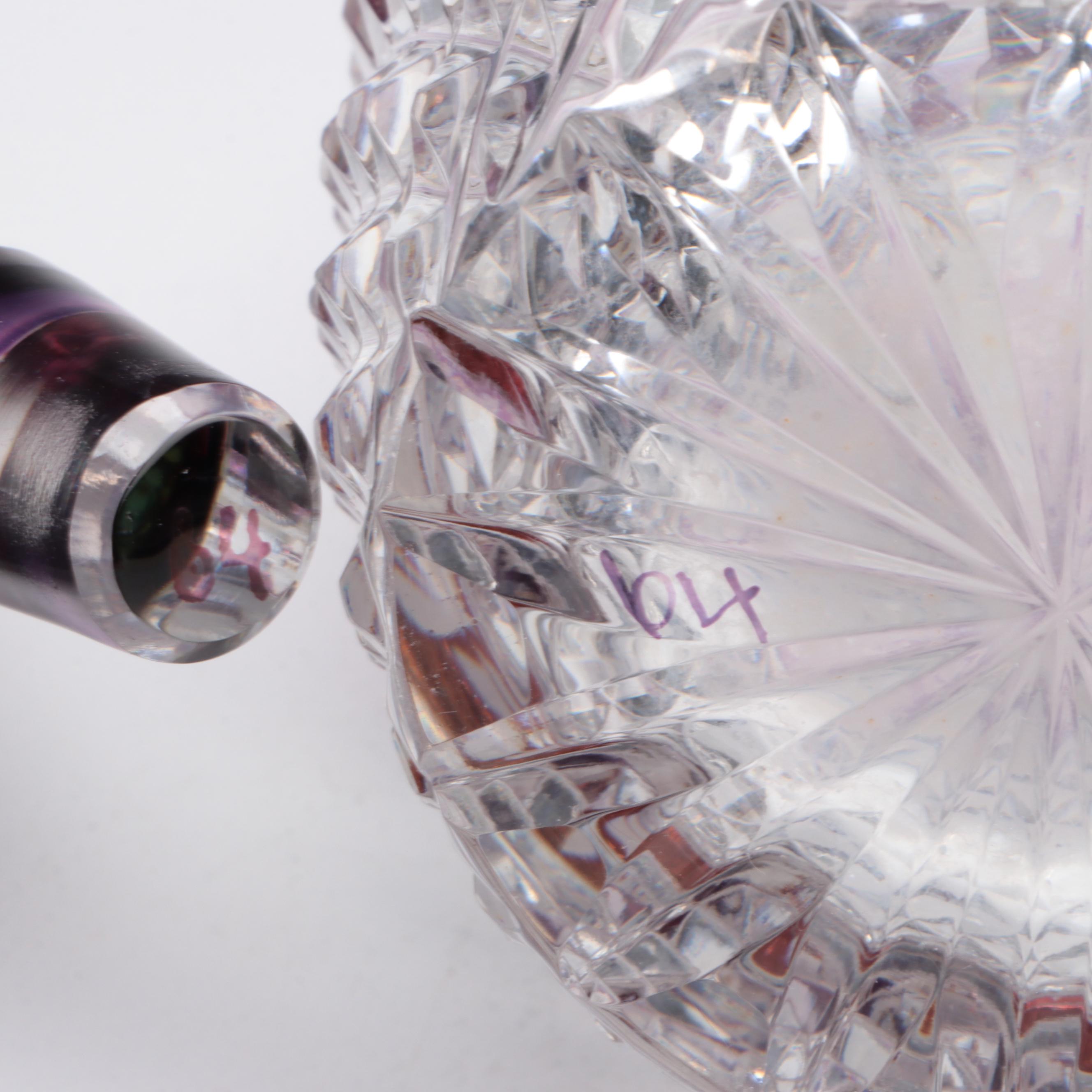 Ebeling & Reuss Cut to Clear Crystal Decanter and Cordial Glasses with Tray